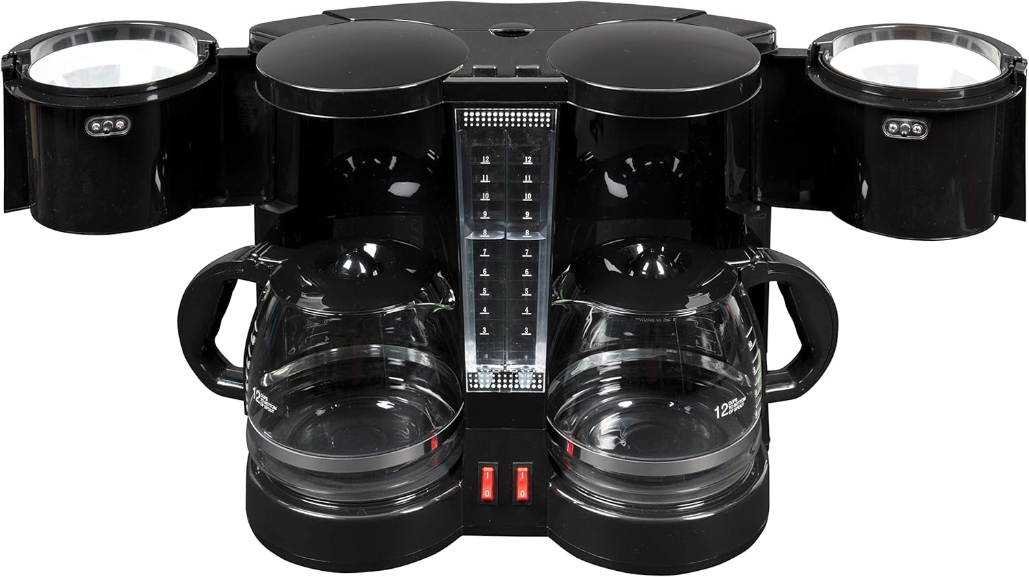Double Coffee Brewer Station - Dual Drip Coffee Maker Brews two 12-cup Pots, Make Regular or Decaf at Once or Different Flavors, w/ Individual Heating Elements, 2 Glass Carafes, Filters  Scoopers · v2