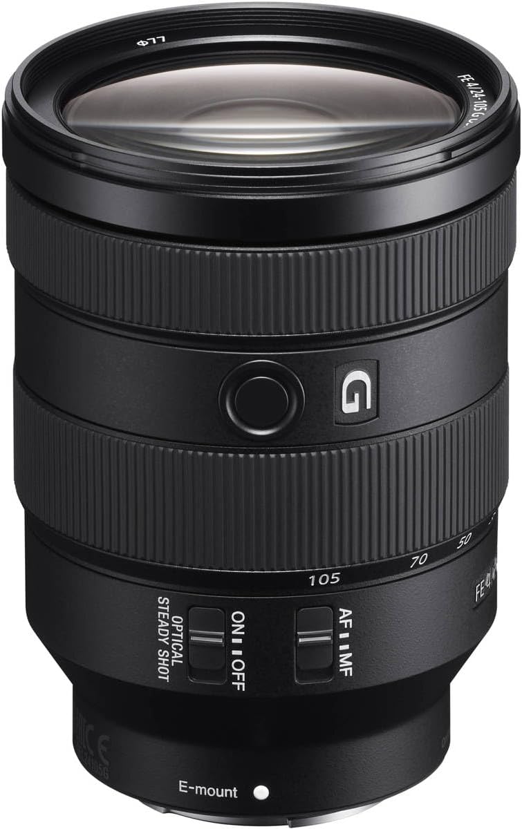 Sony FE 24-105mm f/4 G OSS E-Mount Lens - Bundle w/77mm Filter Kit, Lens Wrap, Cleaning Kit, Capleash, Mac Software Package