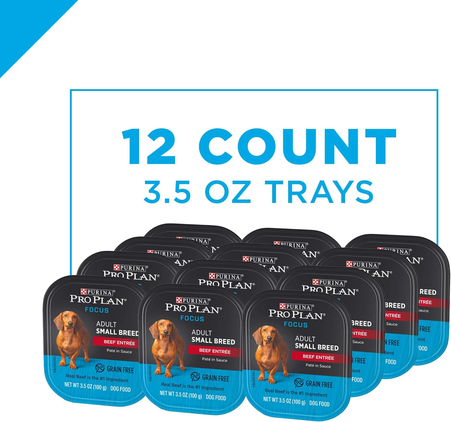 Nourriture humide Purina Pro Plan pour petits chiens, nourriture riche en protéines pour chiens adultes et de petites races de bœuf - (lot de 12) plateaux de 3,5 oz