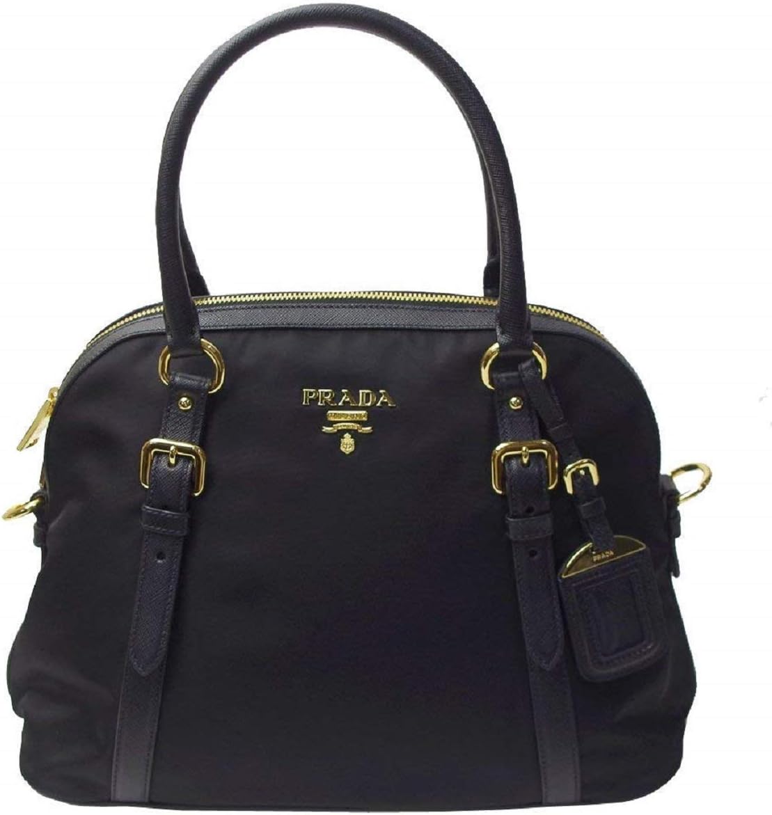 Prada Damska Tessuto Nylon Saffiano Skórzana czarna torebka 1BB013