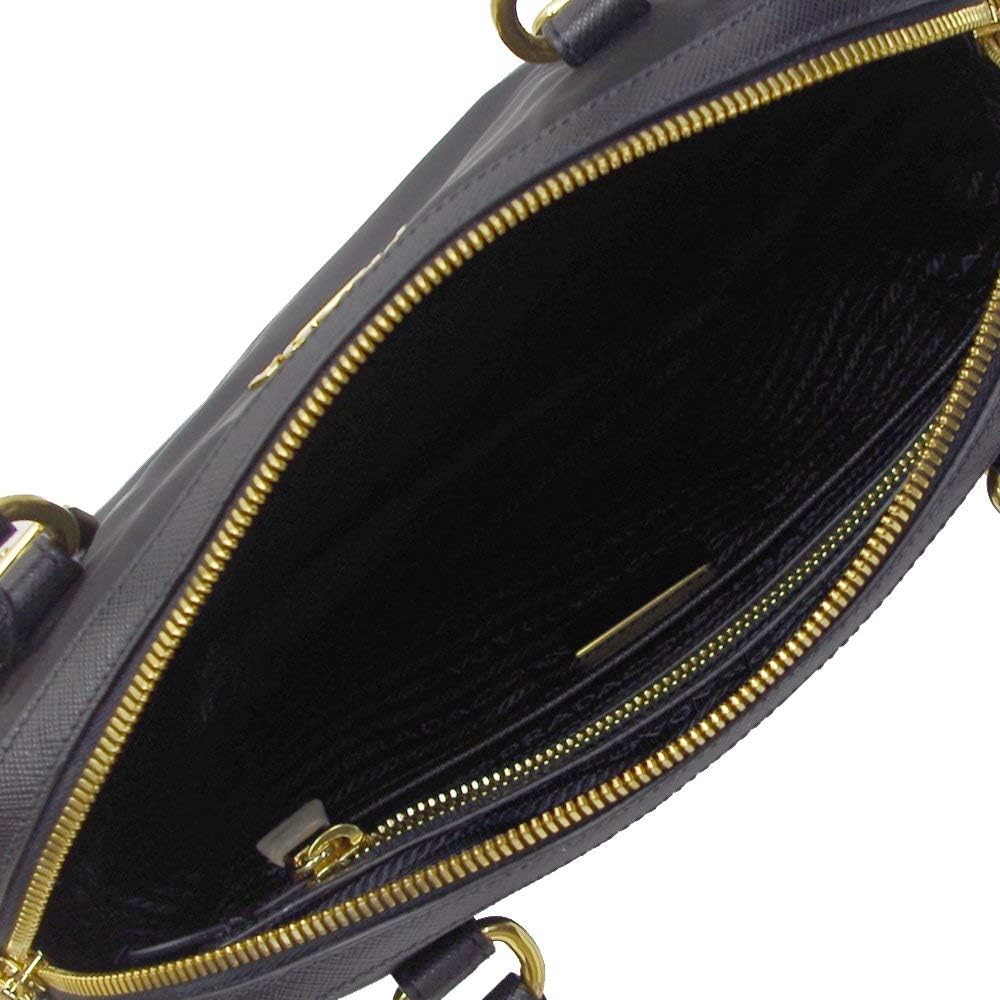 Prada Womens Tessuto Nylon Saffiano Leather Black Handbag 1BB013 · v3