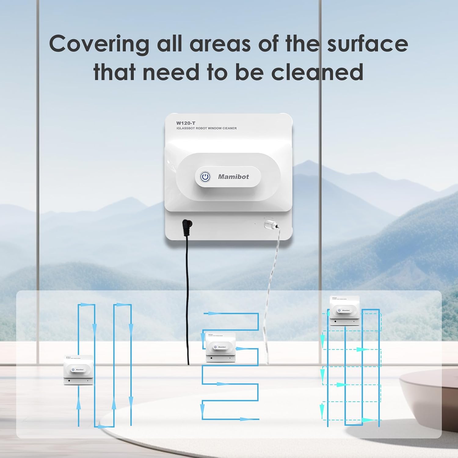 Mamibot W120-T Electric Window Cleaning Robot, Automatic Window Cleaning Tool with Intelligent Path Planning,Anti-FallingEdge Detection Technology for Interior/Exterior Highrise Windows · v2