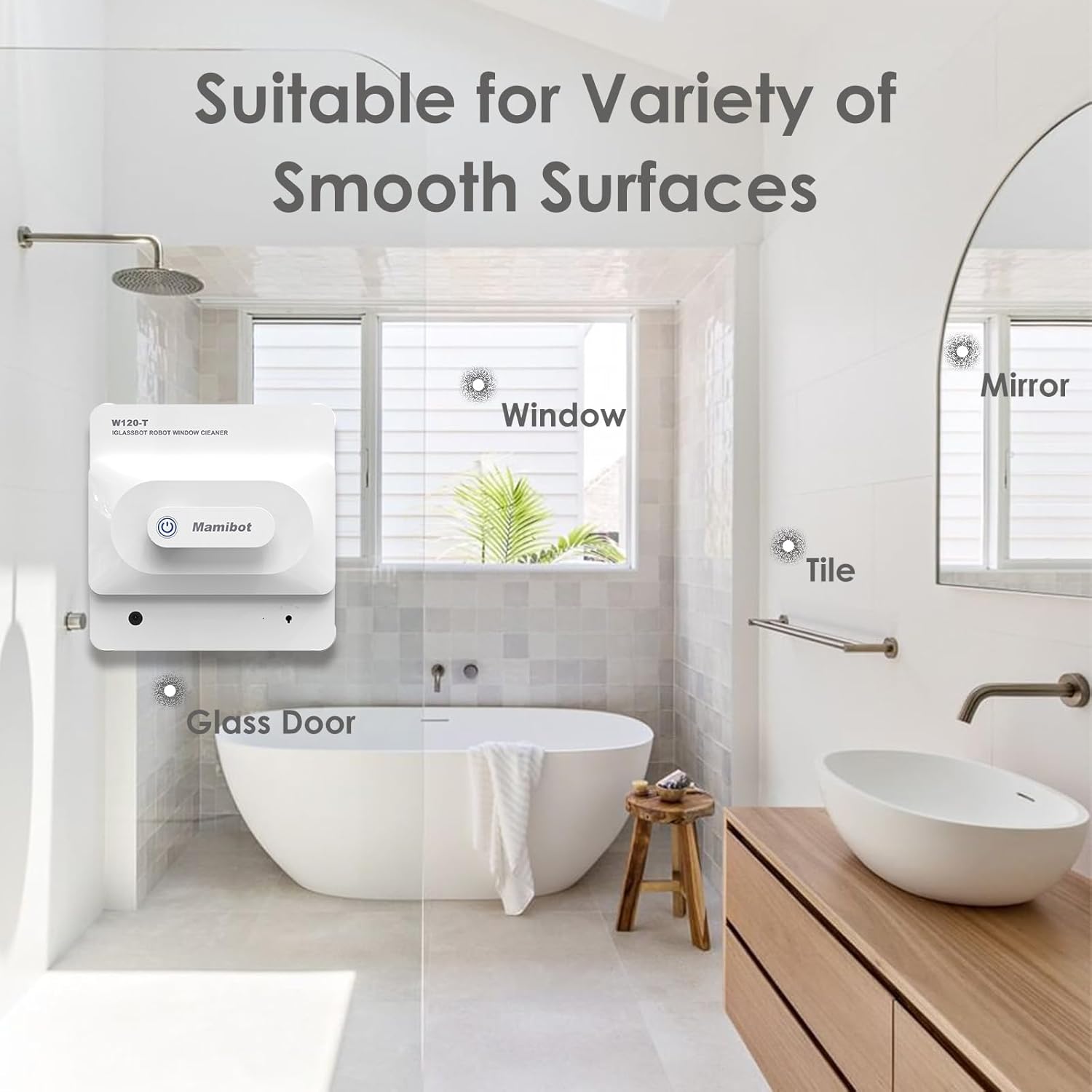 Mamibot W120-T Electric Window Cleaning Robot, Automatic Window Cleaning Tool with Intelligent Path Planning,Anti-FallingEdge Detection Technology for Interior/Exterior Highrise Windows · v2