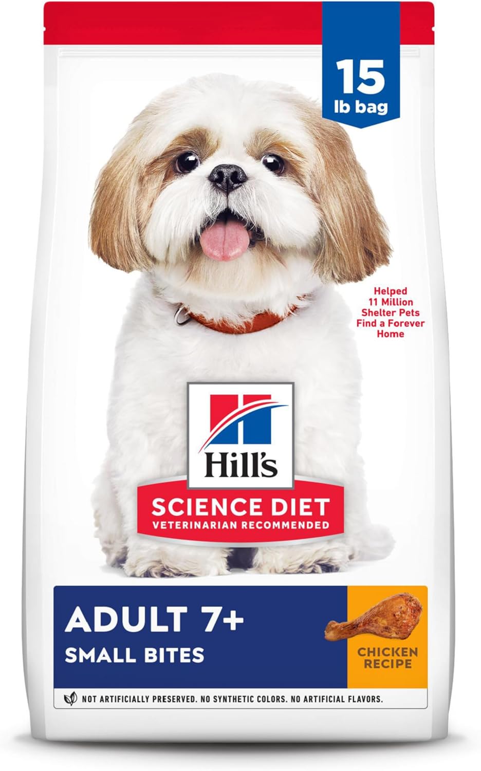 Hills Science Diet Adult 7 , Senior Adult 7  Premium Nutrition, Small Kibble, Dry Dog Food, Chicken, Brown Rice,  Barley, 15 lb Bag