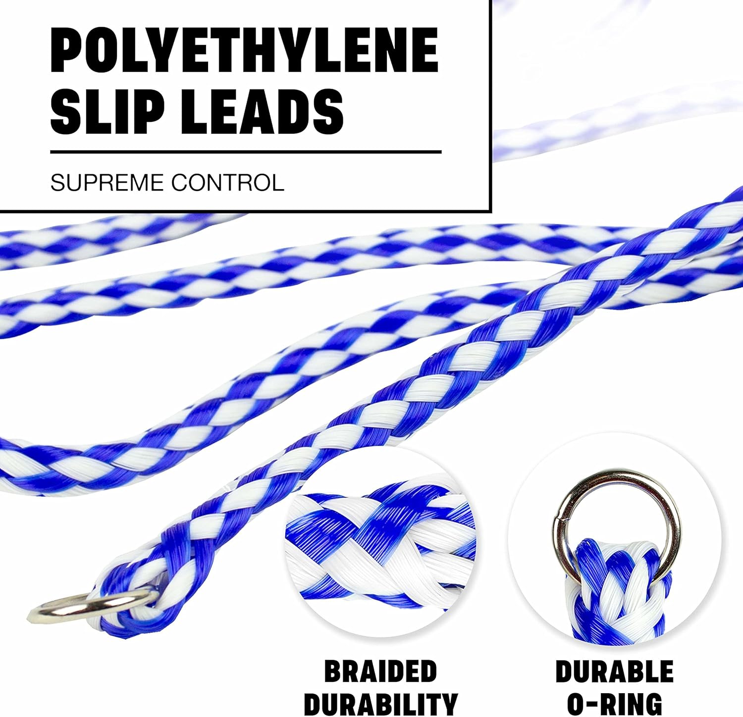 Downtown Pet Supply, gevlochten hondenriem van polysliplijn, 96 stuks, 5 lange, universele hondensliplijn met metalen O-ring, duurzame hondensliplijn voor trimmers, opvangcentra, reddingsdiensten, dierenartsen of hondenopvang