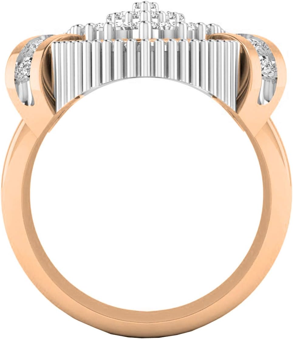 Dazzlingrock Collection 1.85 Cttw 14K Solid Gold Round  Baguette White Diamond Womens Cluster Right Hand Ring · v4