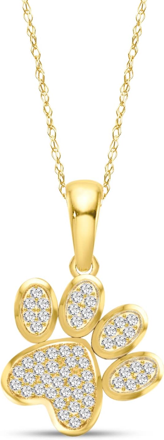 สร้อยคอโซ่เชือกประดับลายสุนัขและเพชรรูปสุนัขทองคำแท้ 10K Diamond2Deal ยาว 18 นิ้ว (1/8 กะรัต/ I2,H-I)