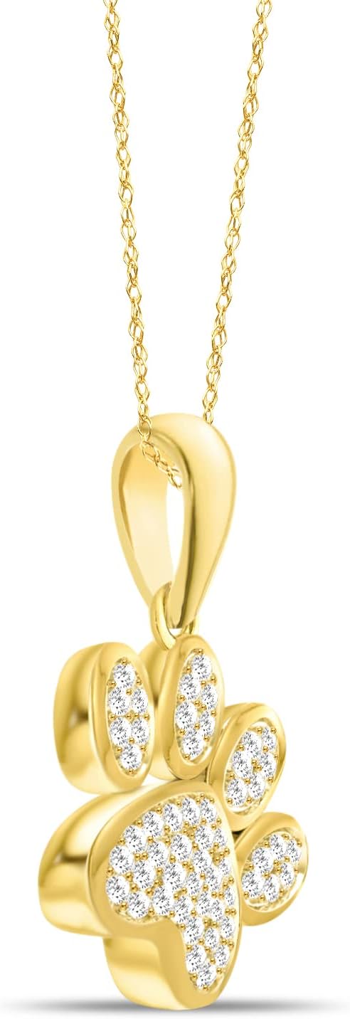 สร้อยคอโซ่เชือกประดับลายสุนัขและเพชรรูปสุนัขทองคำแท้ 10K Diamond2Deal ยาว 18 นิ้ว (1/8 กะรัต/ I2,H-I)