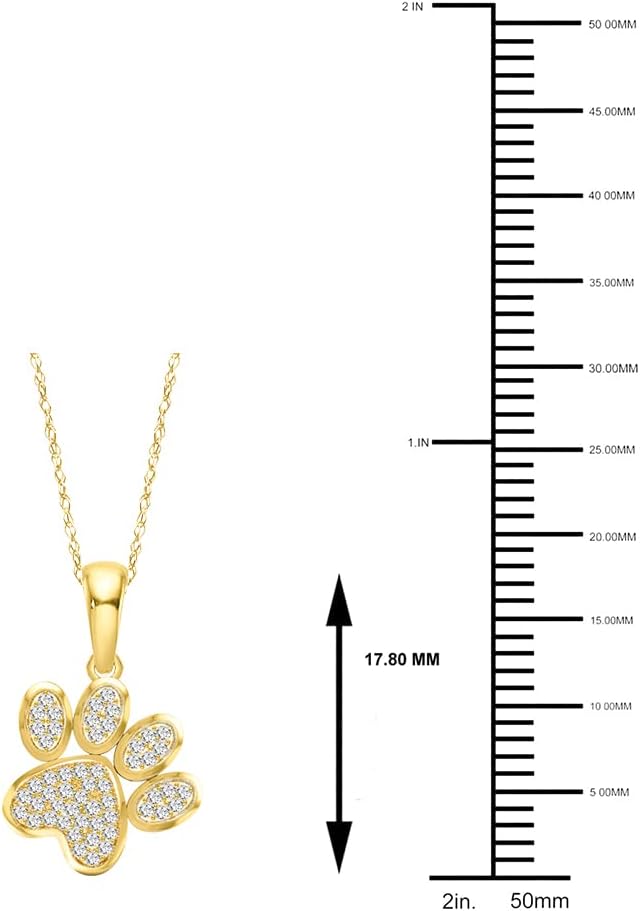 สร้อยคอโซ่เชือกประดับลายสุนัขและเพชรรูปสุนัขทองคำแท้ 10K Diamond2Deal ยาว 18 นิ้ว (1/8 กะรัต/ I2,H-I)