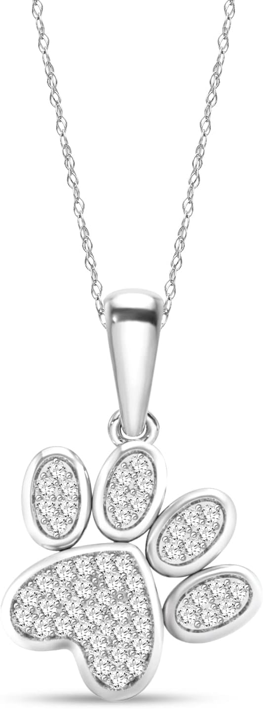 สร้อยคอโซ่เชือกประดับลายสุนัขและเพชรรูปสุนัขทองคำแท้ 10K Diamond2Deal ยาว 18 นิ้ว (1/8 กะรัต/ I2,H-I)