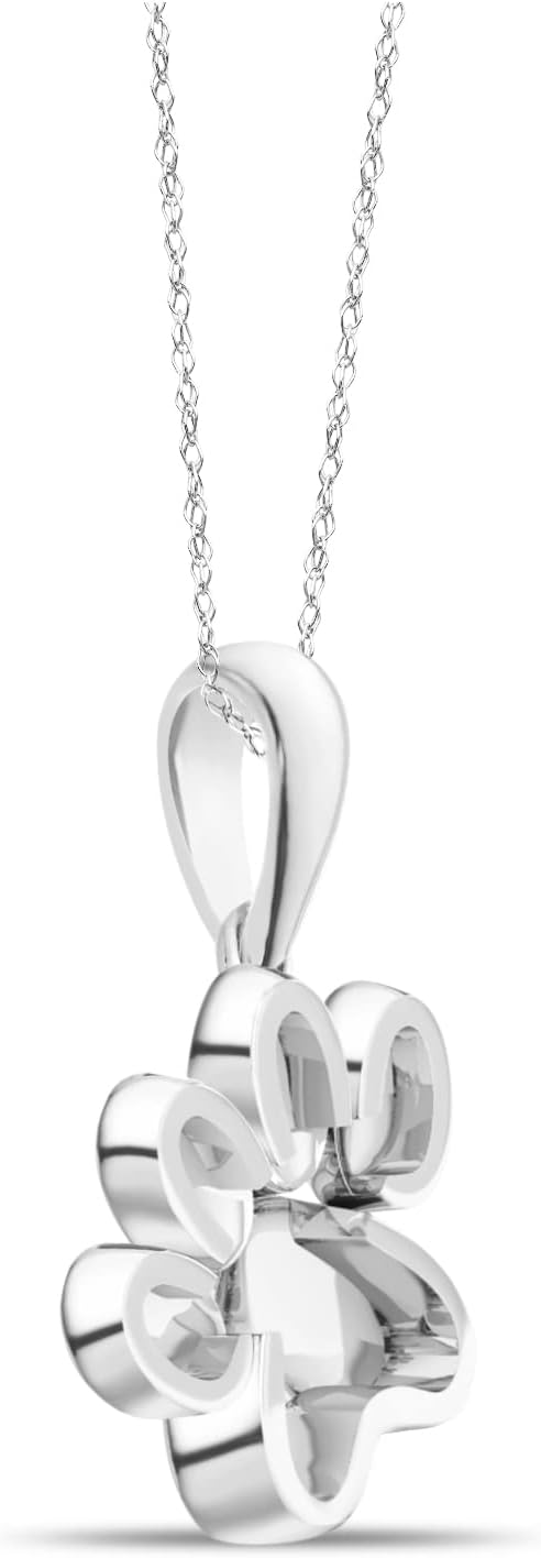 Diamond2Deal 10K Solid Gold Diamond Dog Paw Print Pendant Rope Chain Necklace 18inch (1/8Ct/ I2,H-I) · v7