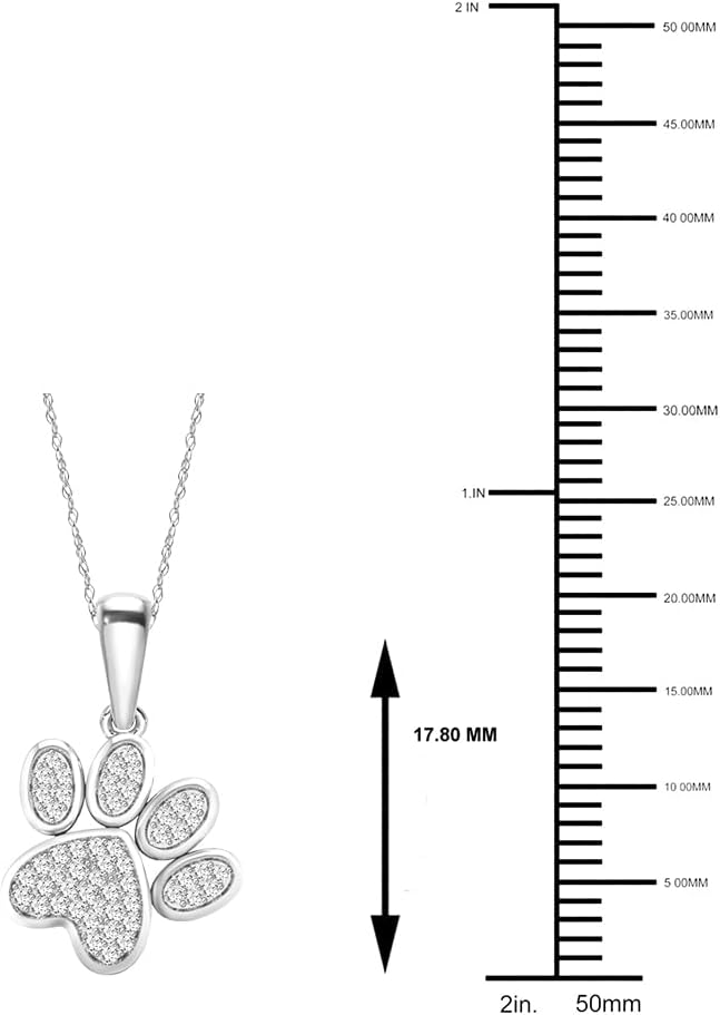 Diamond2Deal 10K Solid Gold Diamond Dog Paw Print Pendant Rope Chain Necklace 18inch (1/8Ct/ I2,H-I) · v7