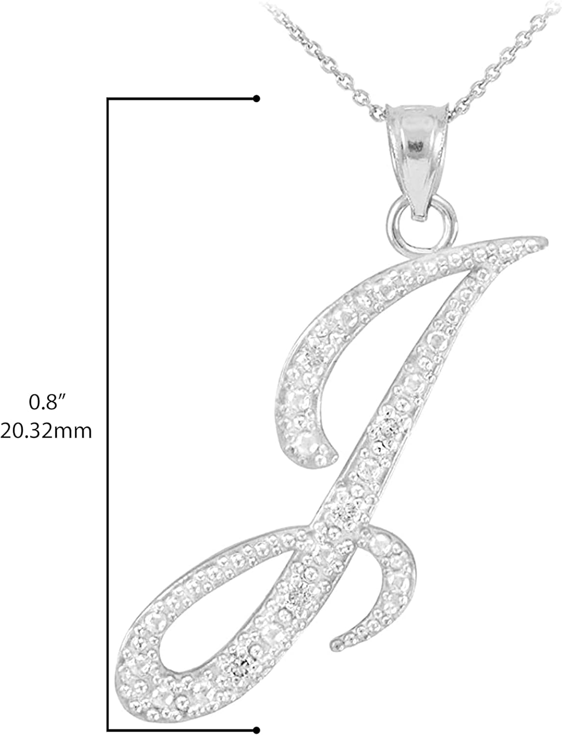 สร้อยคอจี้ตัวอักษร A-Z แบบห้อยระย้า 4/5 ทำจากทองคำขาว 14K พร้อมเพชร - เลือกความยาวโซ่ของตัวอักษรได้