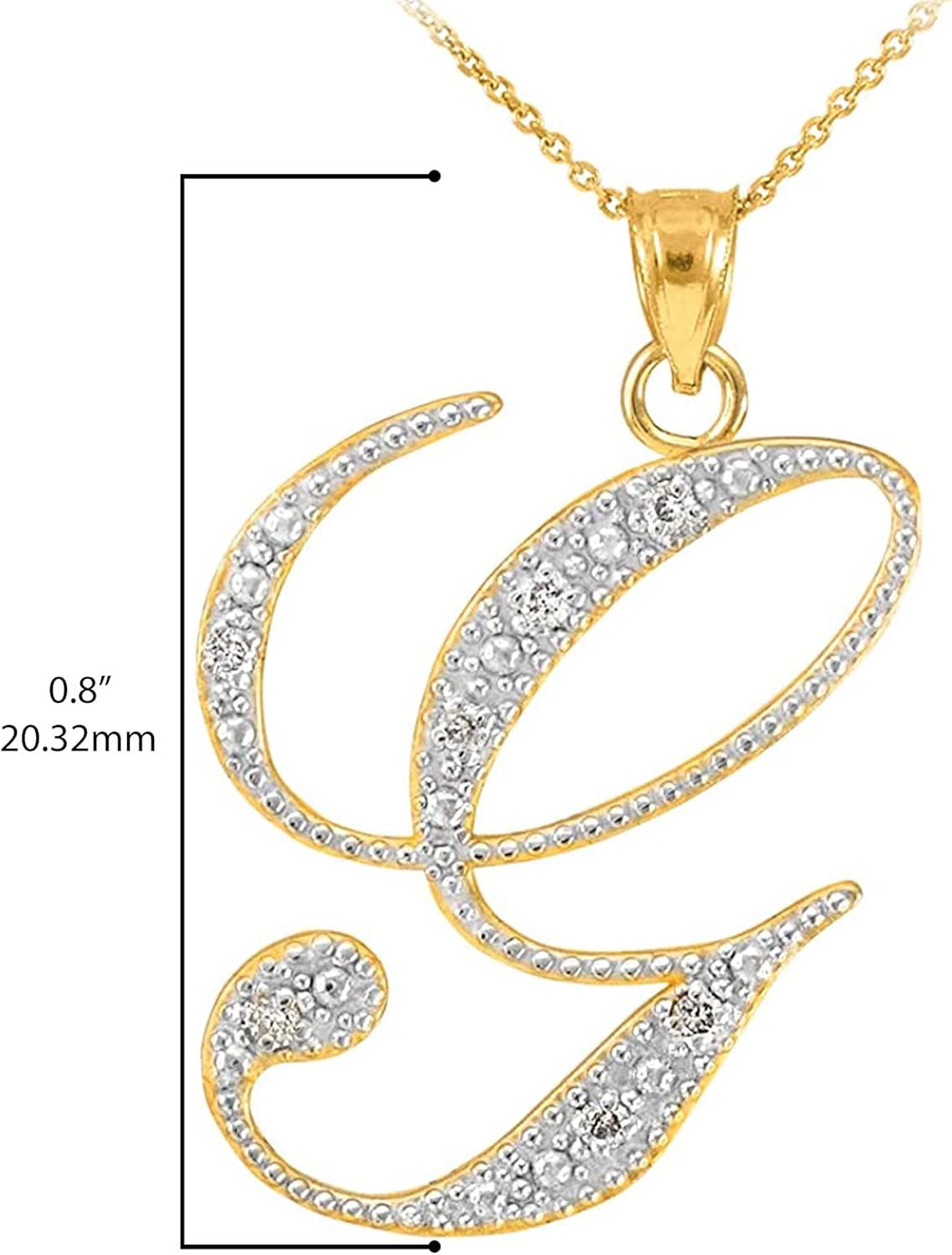 14K Yellow Gold Diamond Accented Dangling Cursive Initial A-Z Charm 4/5 Pendant Necklace (J-K Color, I1-I2 Clarity) - Choice of Letter  Chain Length · v2