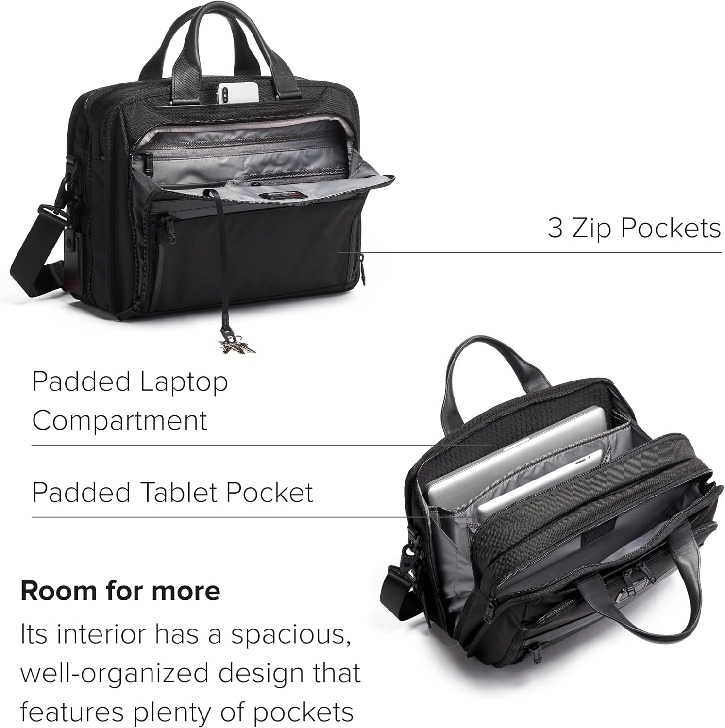 TUMI - Alpha Organizer Brief - Laptop Briefcase for Commute or Travel - Fits Up to 15 Laptop - Removable Shoulder Strap