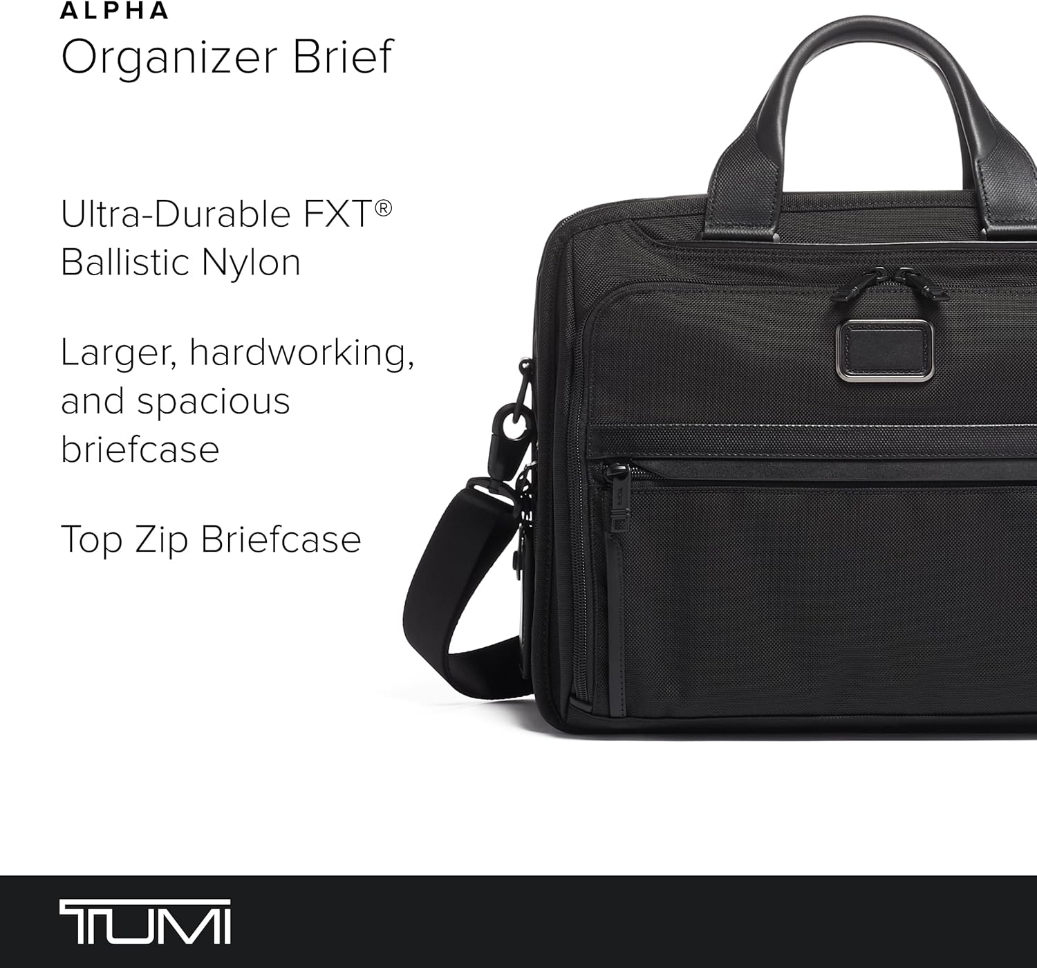 TUMI - Alpha Organizer Brief - Laptop Briefcase for Commute or Travel - Fits Up to 15 Laptop - Removable Shoulder Strap