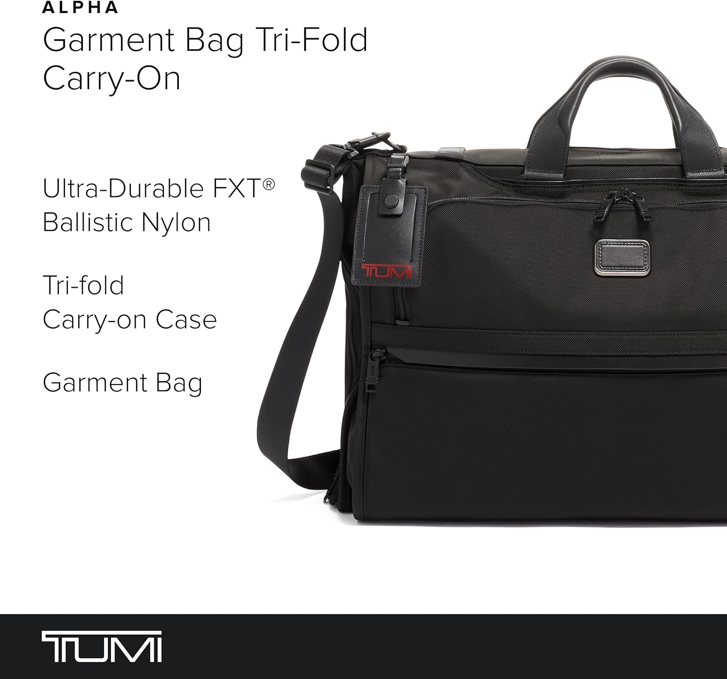 TUMI - Torba na ubrania Alpha Tri-Fold Poręczna - Nosidełko na suknie - Torba na odzież podróżną - Bagaż podręczny - TUMI Tracer - Czarny