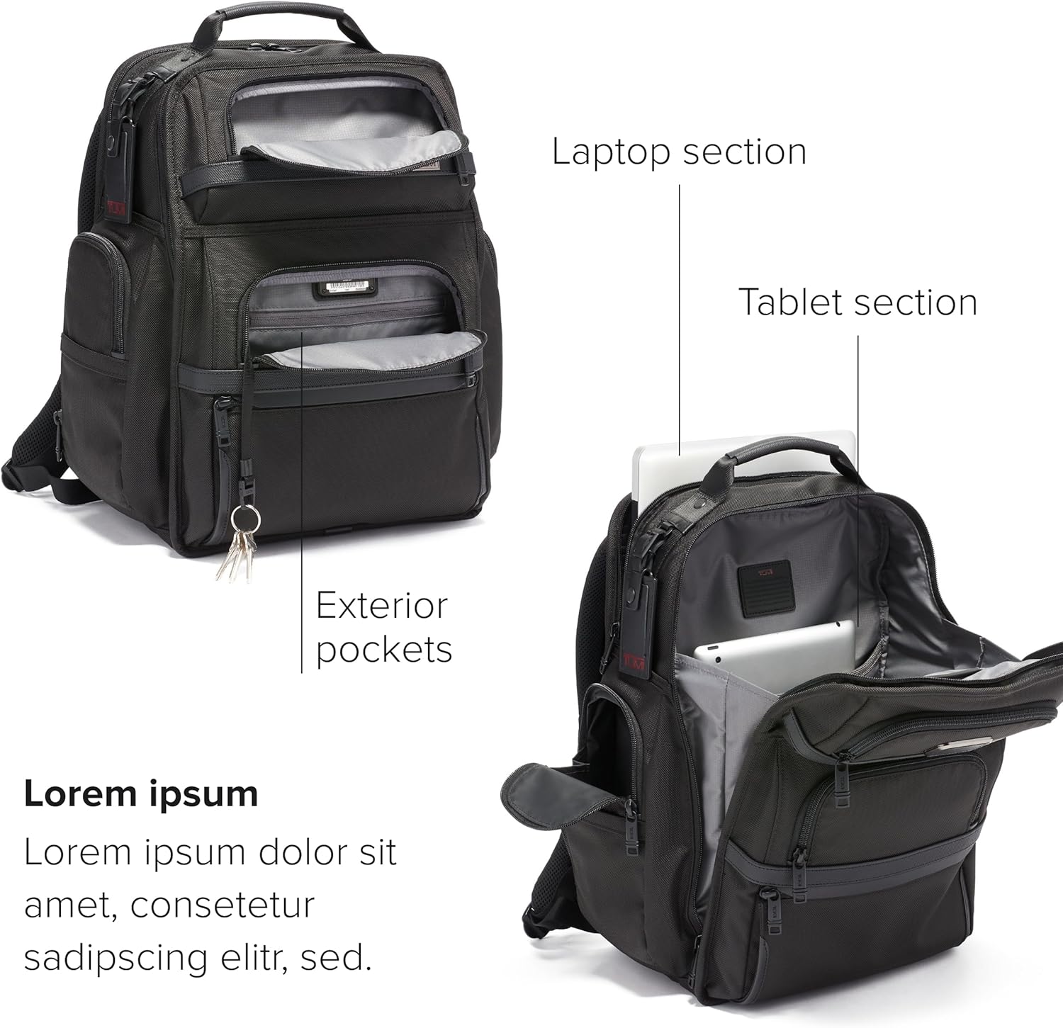 TUMI - Alpha Brief Pack - 15 Laptop Backpack with Padded Adjustable Straps - Laptop Bag - Stores Laptop, Tablet, Toiletries - Black · v2