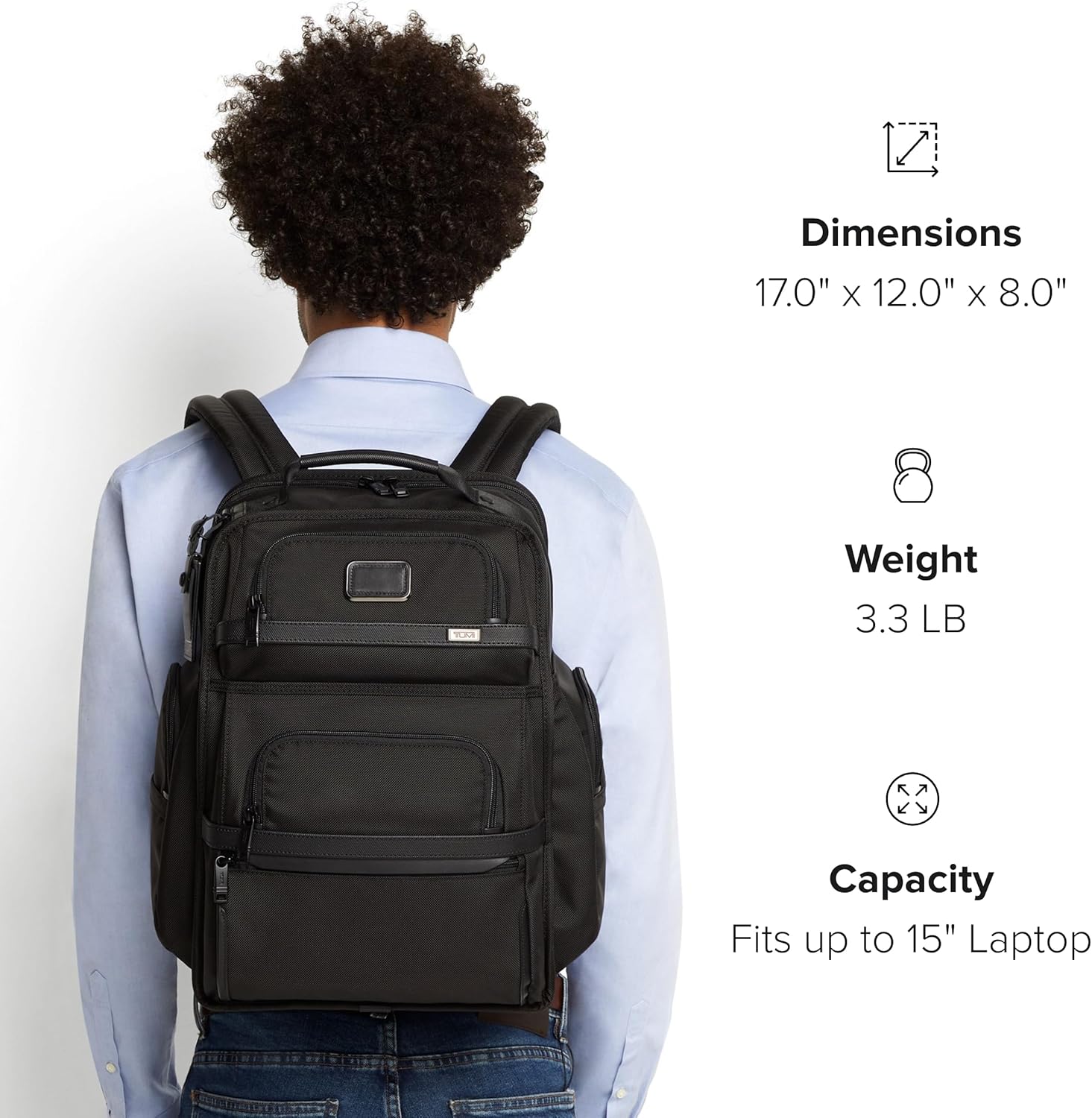 TUMI - Alpha Brief Pack - 15 Laptop Backpack with Padded Adjustable Straps - Laptop Bag - Stores Laptop, Tablet, Toiletries - Black · v2