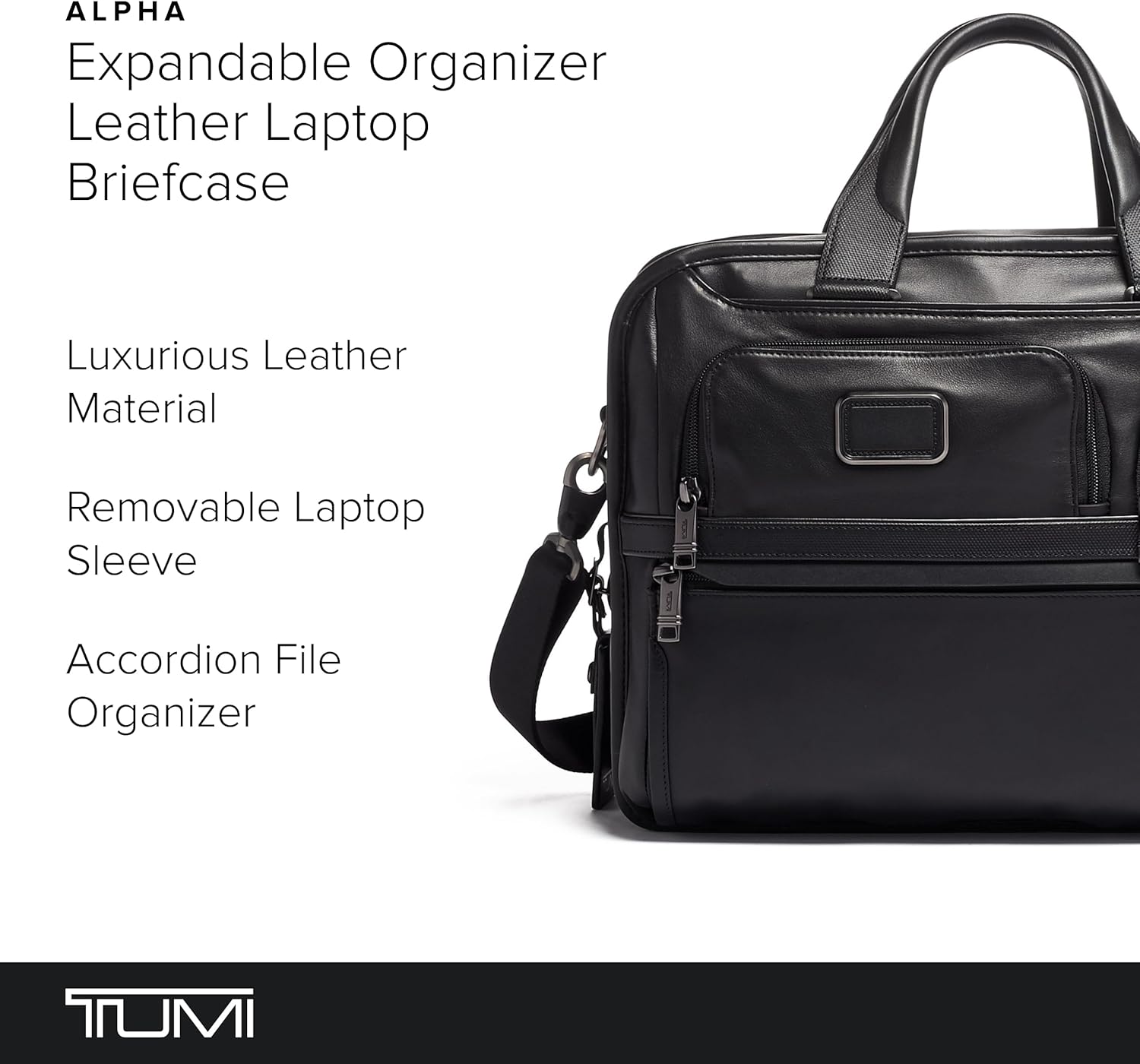 TUMI Alpha Expandable Organizer Laptop Briefcase - 15-дюймовый ноутбук-портфель-органайзер для мужчин и женщин - дорожная сумка для ноутбука - черная кожа