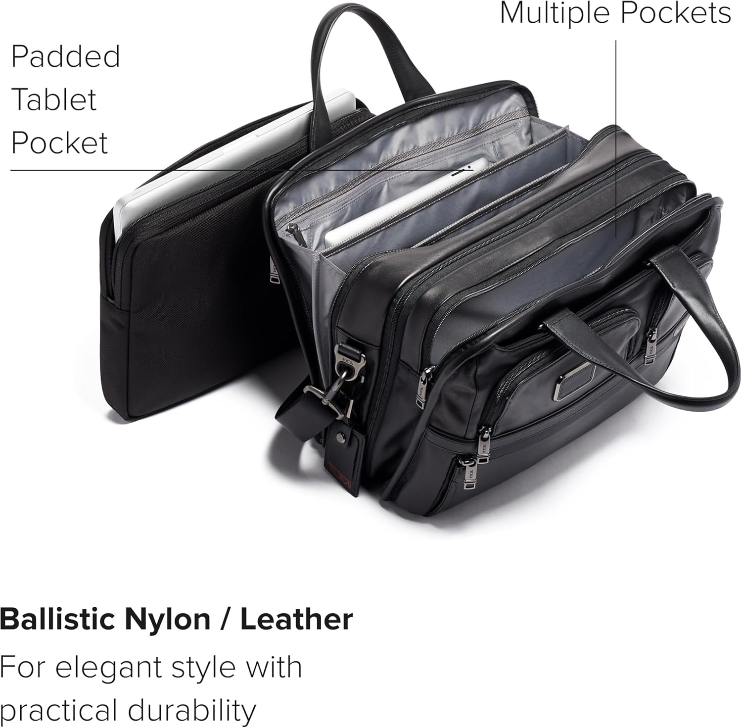 TUMI Alpha Expandable Organizer Laptop Briefcase - 15-дюймовый ноутбук-портфель-органайзер для мужчин и женщин - дорожная сумка для ноутбука - черная кожа