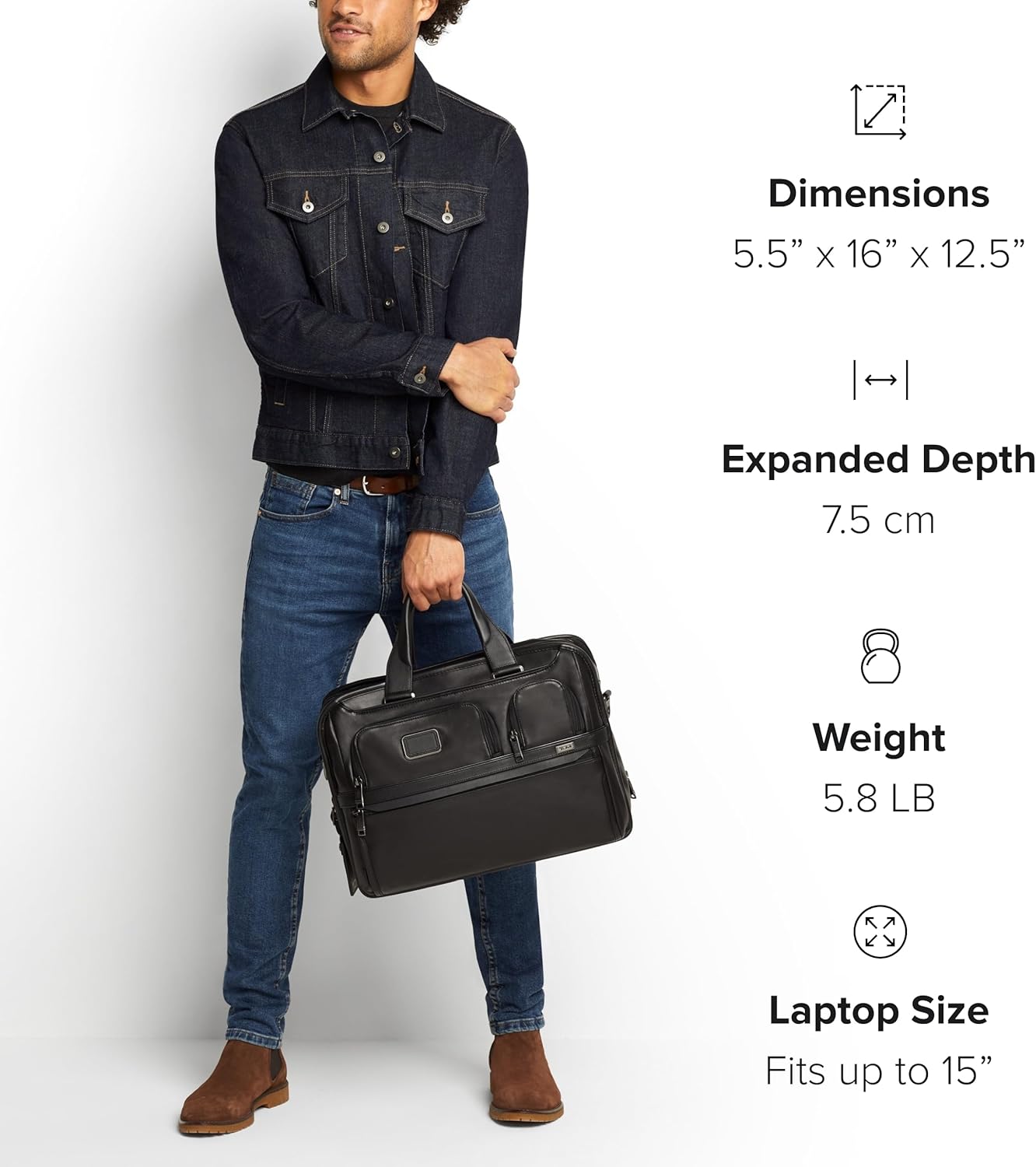 TUMI Alpha Expandable Organizer Laptop Briefcase - 15-дюймовый ноутбук-портфель-органайзер для мужчин и женщин - дорожная сумка для ноутбука - черная кожа