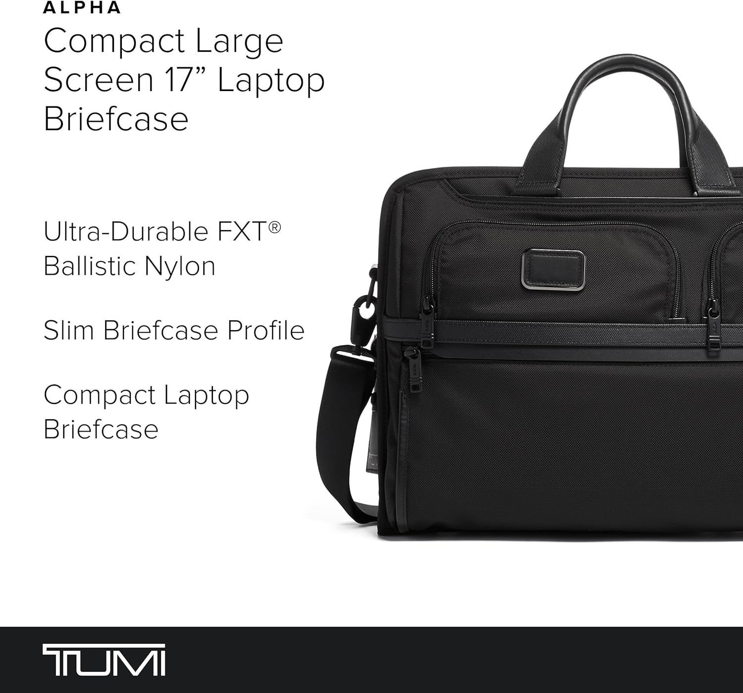 TUMI - กระเป๋าใส่โน้ตบุ๊กจอใหญ่แบบกะทัดรัด - กระเป๋าใส่โน้ตบุ๊กแบบมืออาชีพ - ใส่โน้ตบุ๊กและแท็บเล็ตได้ 17 เครื่อง - สีดำ