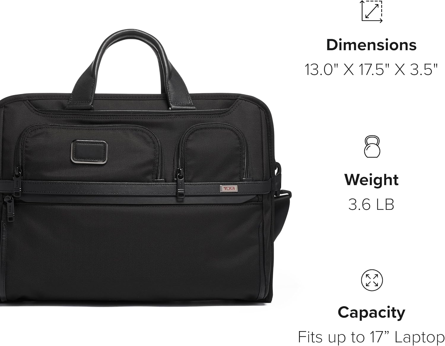 TUMI - กระเป๋าใส่โน้ตบุ๊กจอใหญ่แบบกะทัดรัด - กระเป๋าใส่โน้ตบุ๊กแบบมืออาชีพ - ใส่โน้ตบุ๊กและแท็บเล็ตได้ 17 เครื่อง - สีดำ