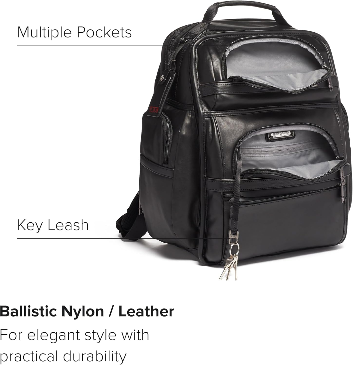 TUMI - Alpha Briefpack - Laptoprugzak voor 15 laptops met gevoerde verstelbare riemen - Laptoptas - Geschikt voor laptop, tablet en toiletartikelen - Zwart leer