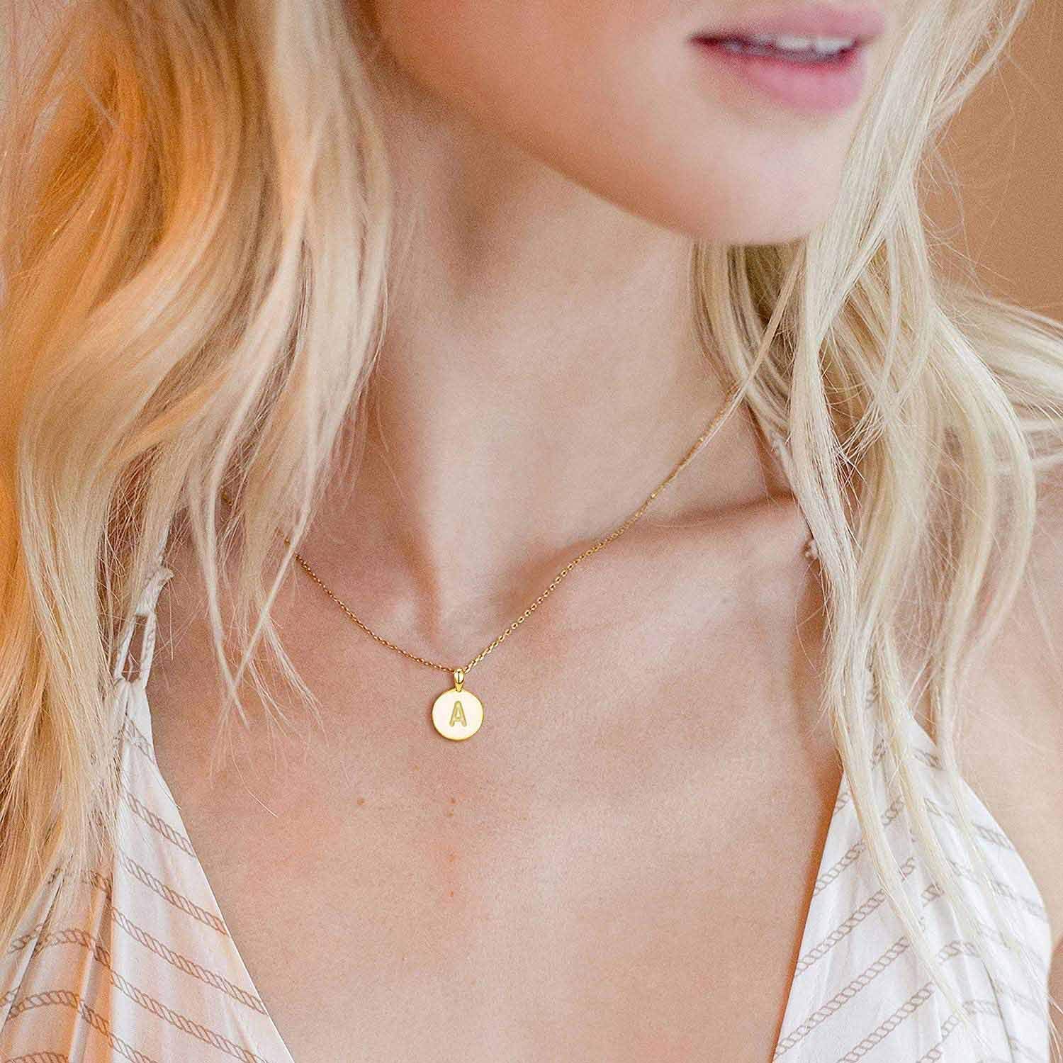 PAVOI 14K Gold Plated Initial Letter Pendant Necklace for Women | Gold Alphabetical Initial Necklace