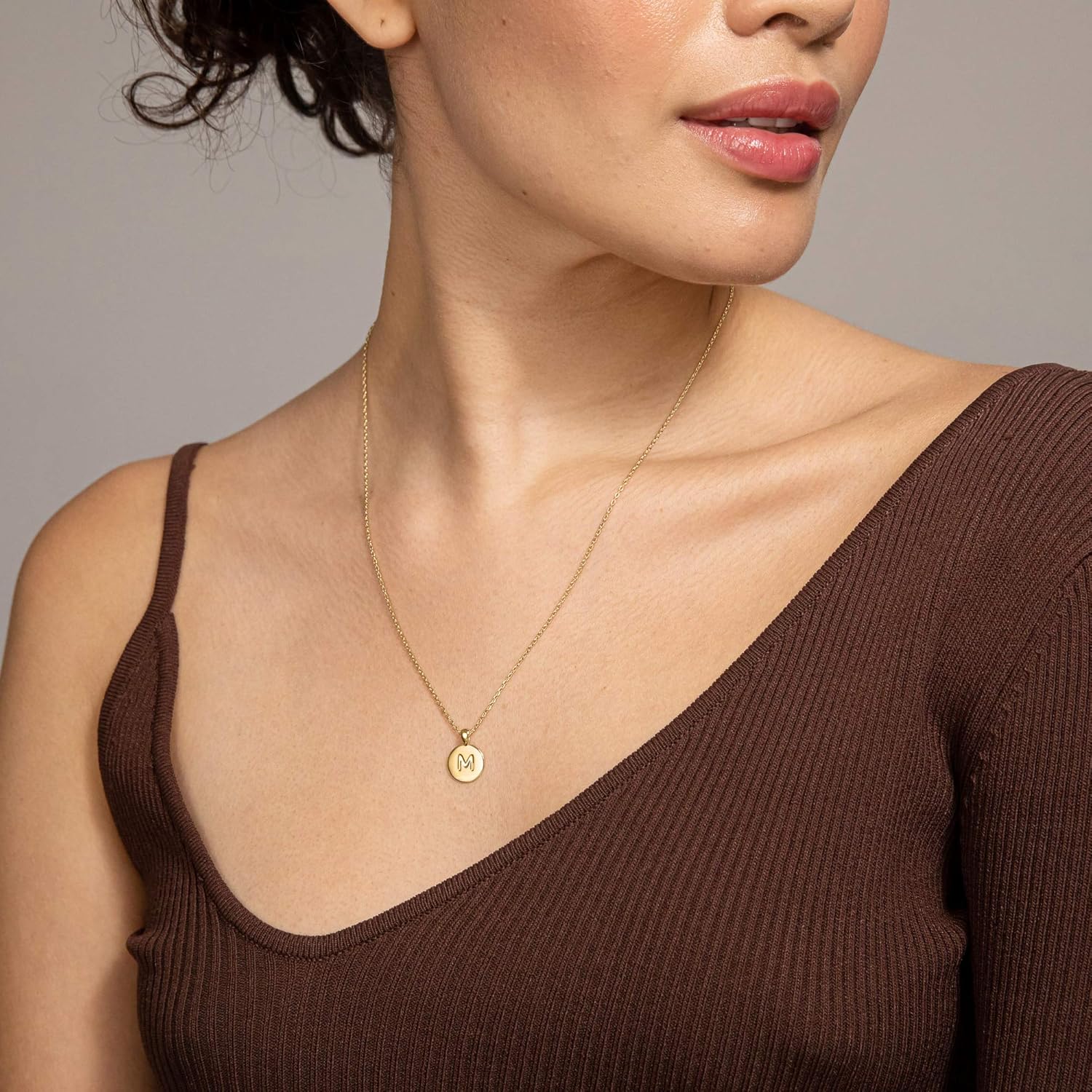 PAVOI 14K Gold Plated Initial Letter Pendant Necklace for Women | Gold Alphabetical Initial Necklace