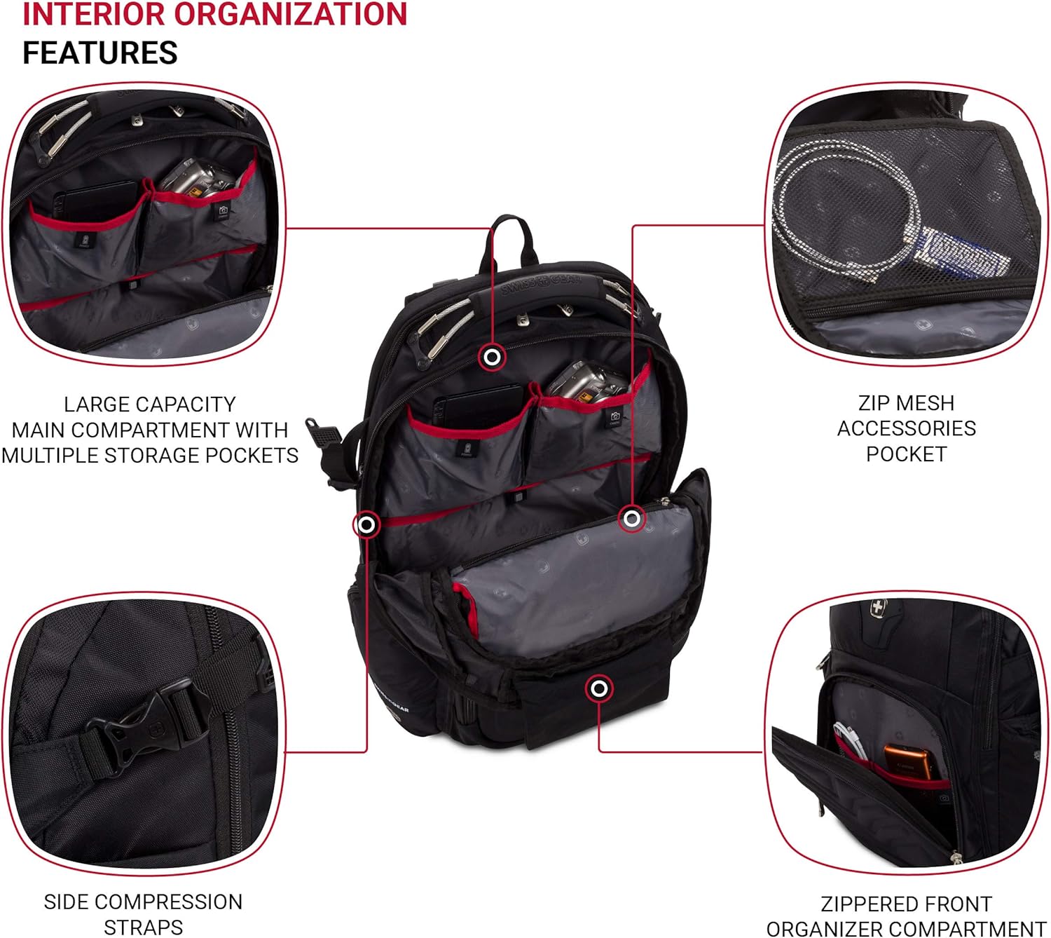 SwissGear โน้ตบุ๊กสำหรับผู้ชาย สีดำ ขนาดใหญ่