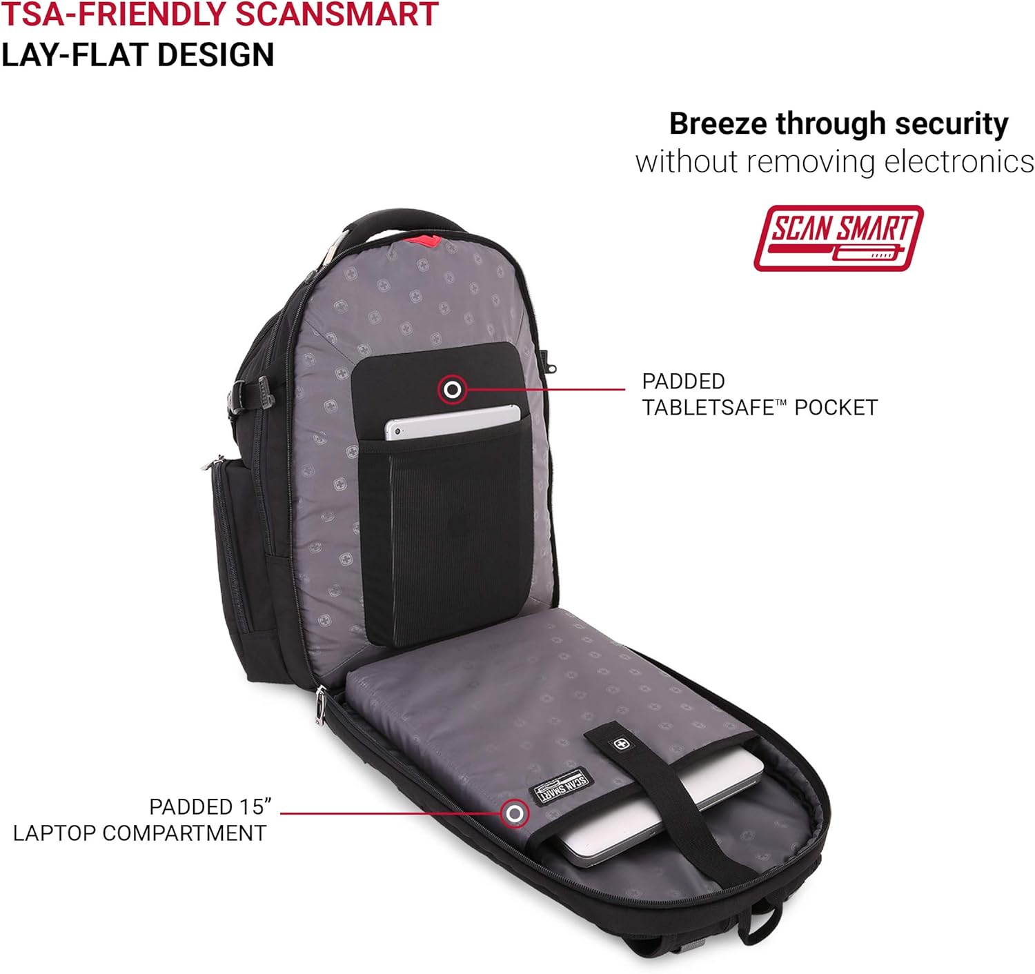 SwissGear โน้ตบุ๊กสำหรับผู้ชาย สีดำ ขนาดใหญ่