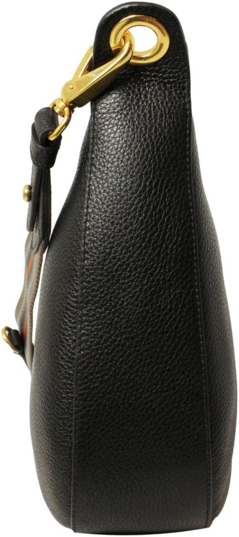 Prada Black Vitello Phenix Leather Web Stripe Strap Crossbody 1BC166 · v4
