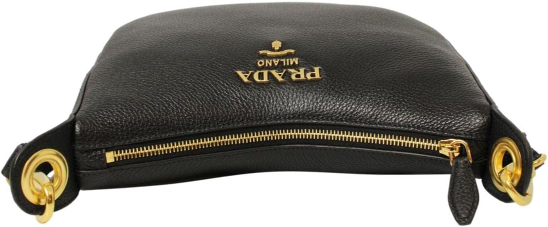 Prada Black Vitello Phenix Leather Web Stripe Strap Crossbody 1BC166 · v4
