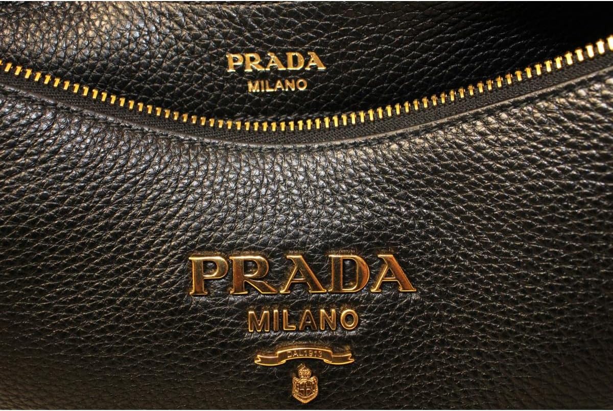Prada Black Vitello Phenix Leather Web Stripe Strap Crossbody 1BC166 · v4