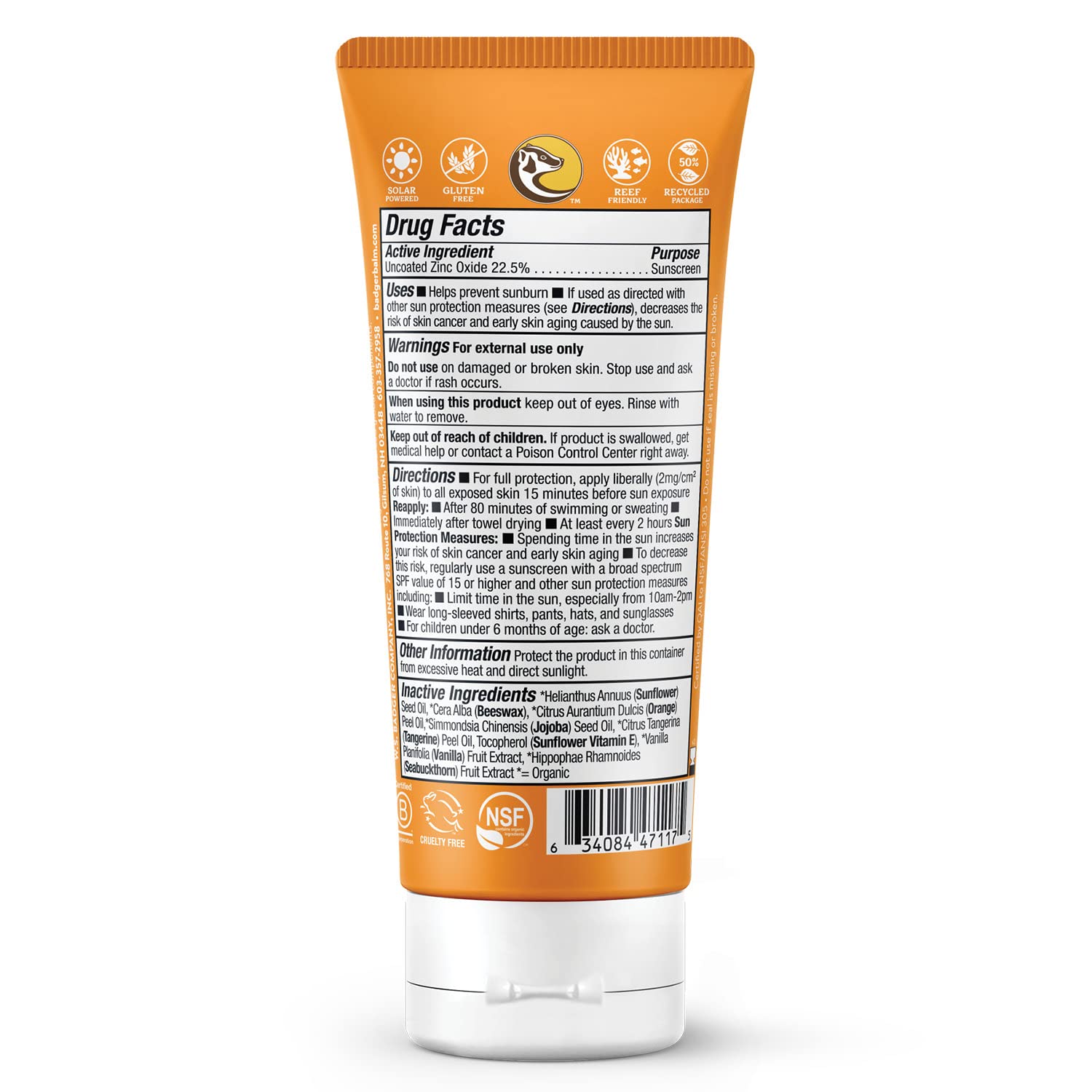 Badger Kids Sunscreen Cream SPF 40, Organic Mineral Sunscreen Kids Face  Body with Zinc Oxide, Reef Friendly, Broad Spectrum, Water Resistant, 2.9 fl oz