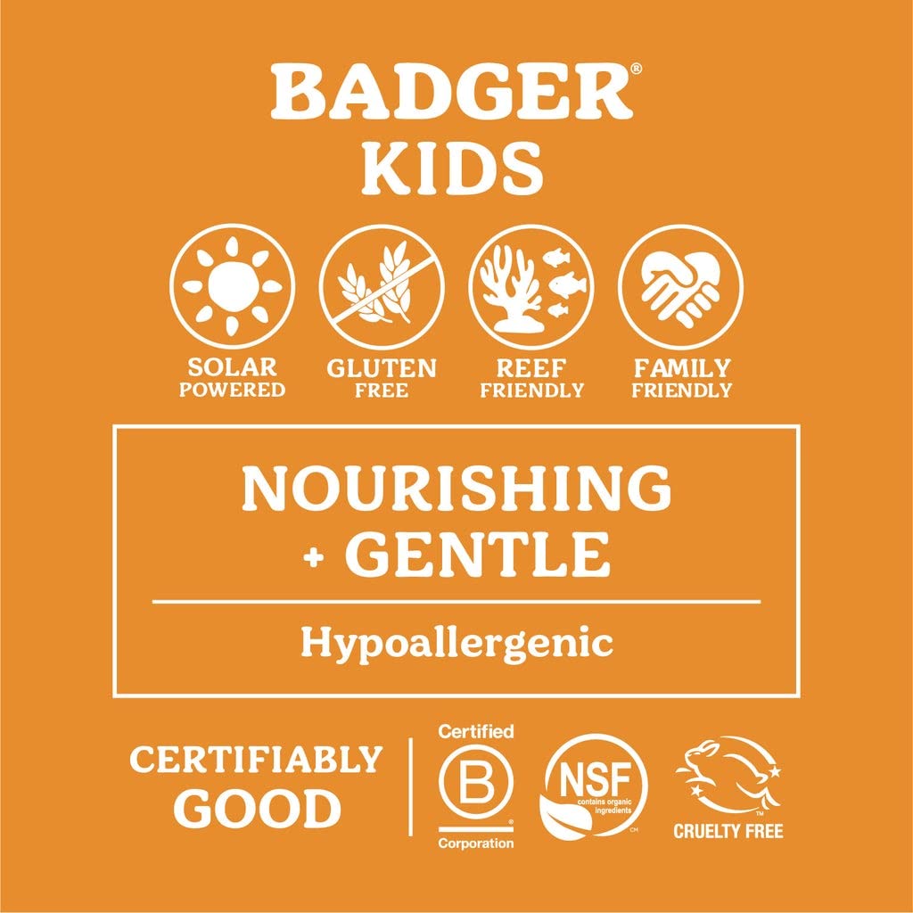Badger Kids Sunscreen Cream SPF 40, Organic Mineral Sunscreen Kids Face  Body with Zinc Oxide, Reef Friendly, Broad Spectrum, Water Resistant, 2.9 fl oz