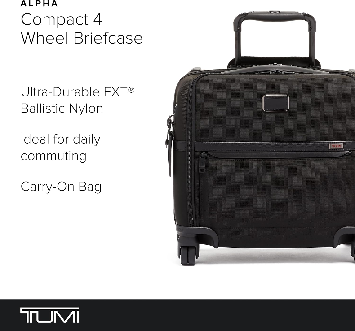 TUMI - Alpha Compact 4 Wheeled Brief - Laptop Bag for Commuting  Travel - Rolling Briefcase amp; Computer Bag - Use as Carry On