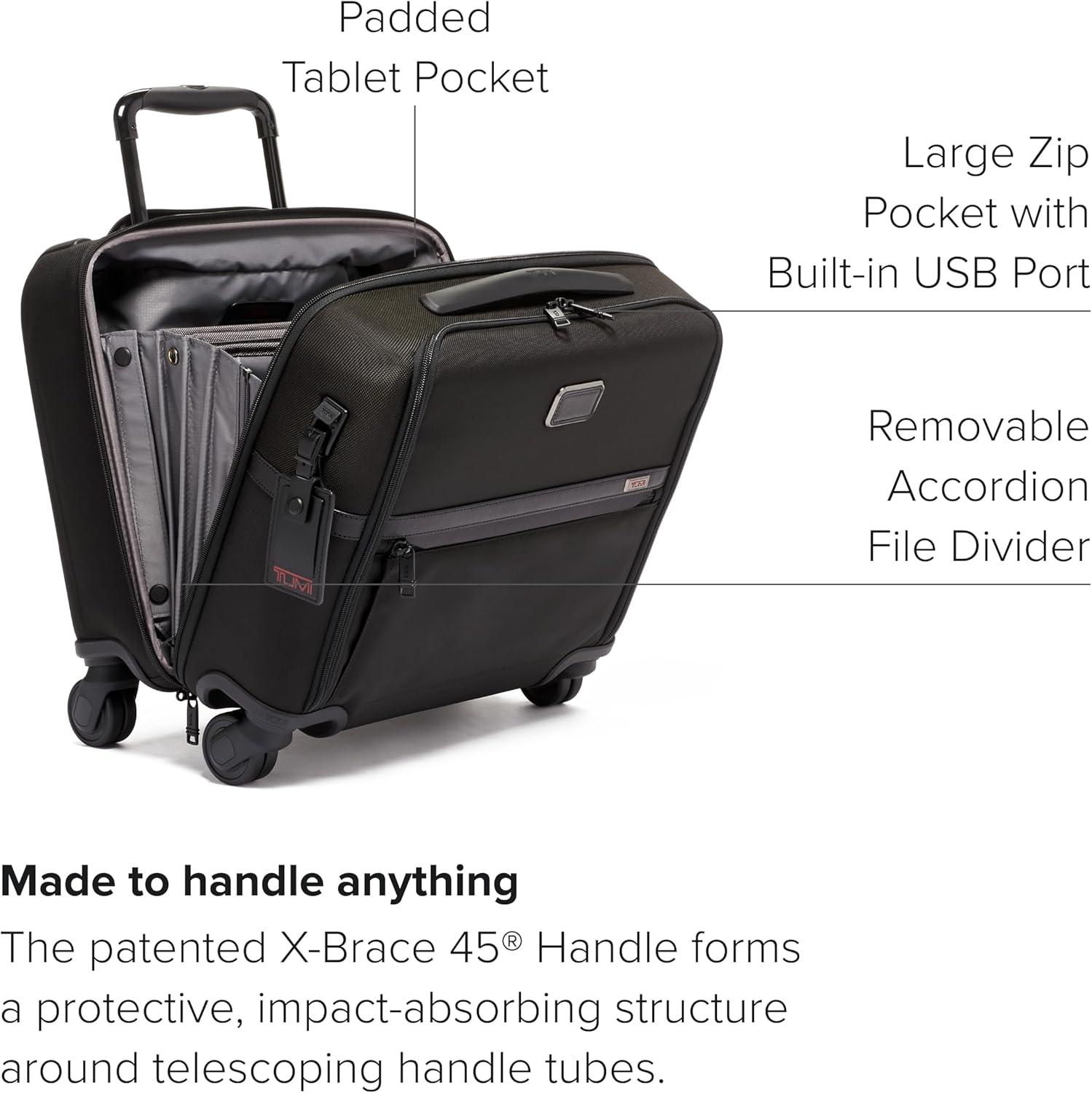 TUMI - Alpha Compact 4 Wheeled Brief - Laptop Bag for Commuting  Travel - Rolling Briefcase amp; Computer Bag - Use as Carry On