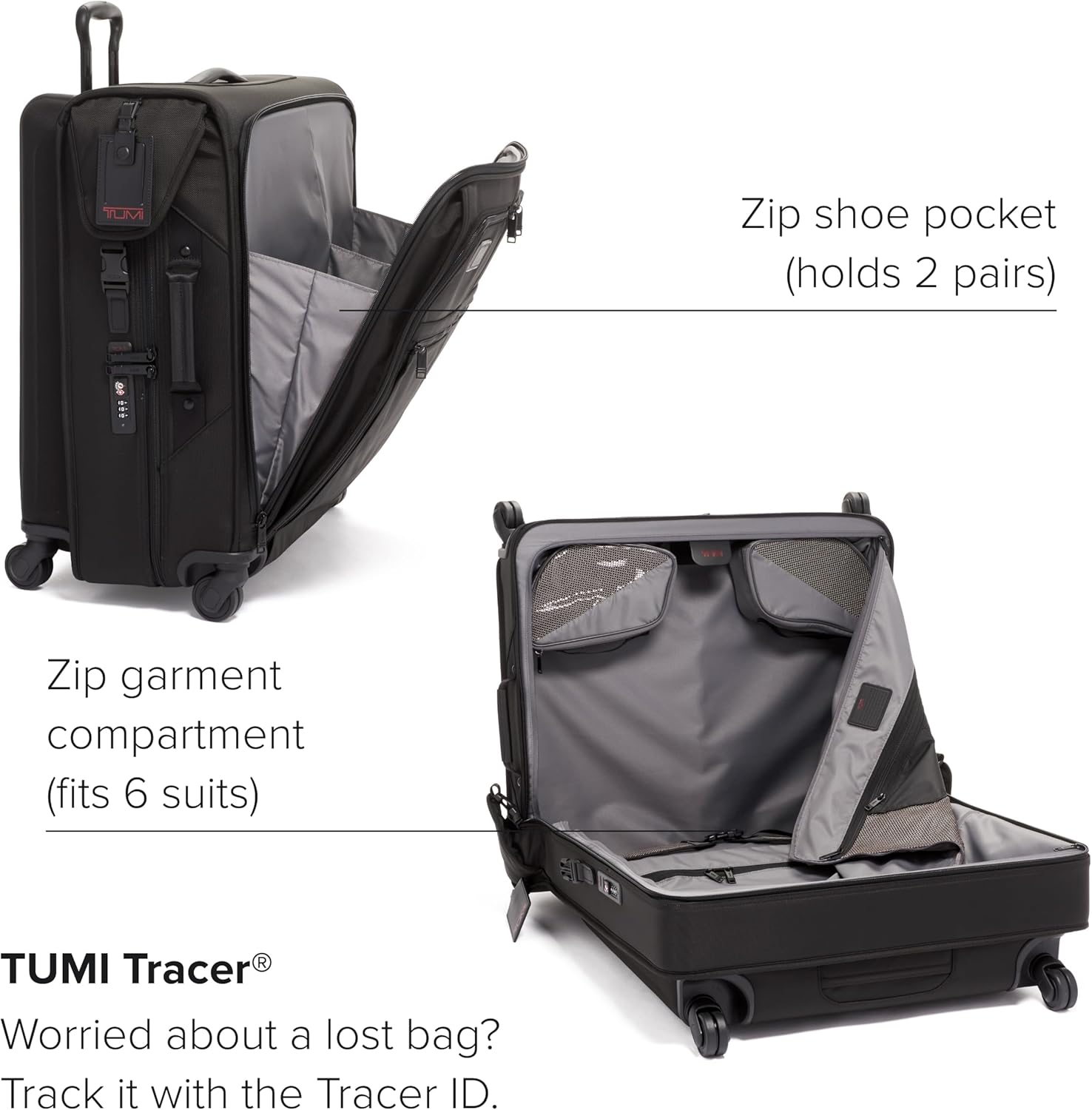 TUMI - Alpha Extended Trip 4 Wheeled Garment Bag - 4-Wheeled Clothing Bag for Hanging Suits, Dresses  Coats - With TSA Lock - Black