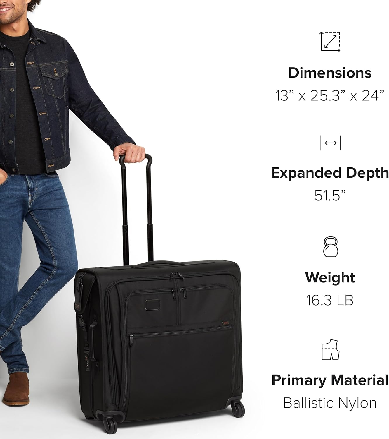 TUMI - Alpha Extended Trip 4 Wheeled Garment Bag - 4-Wheeled Clothing Bag for Hanging Suits, Dresses  Coats - With TSA Lock - Black