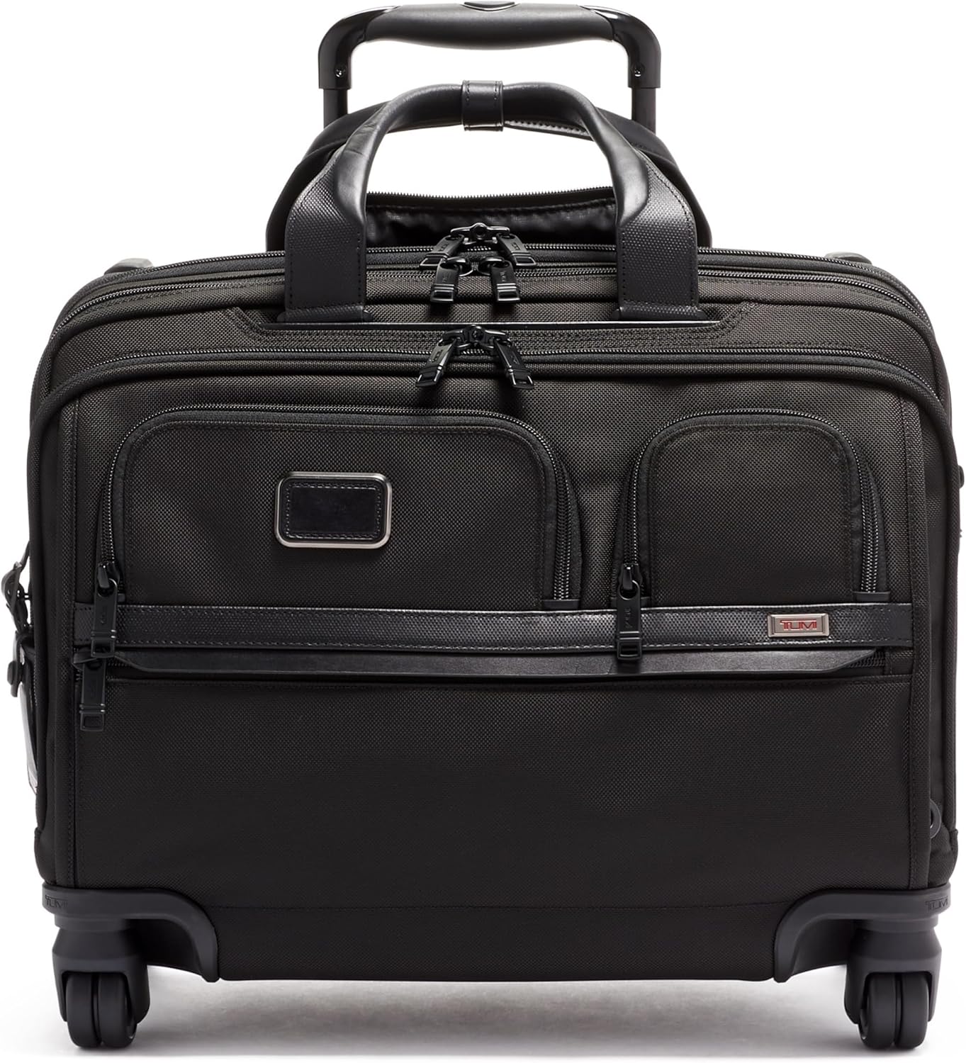TUMI - Alpha Deluxe 4 Wheeled Laptop Case Brief - Laptop Bag with Wheels - Travel Briefcase with Expandable Design - Black