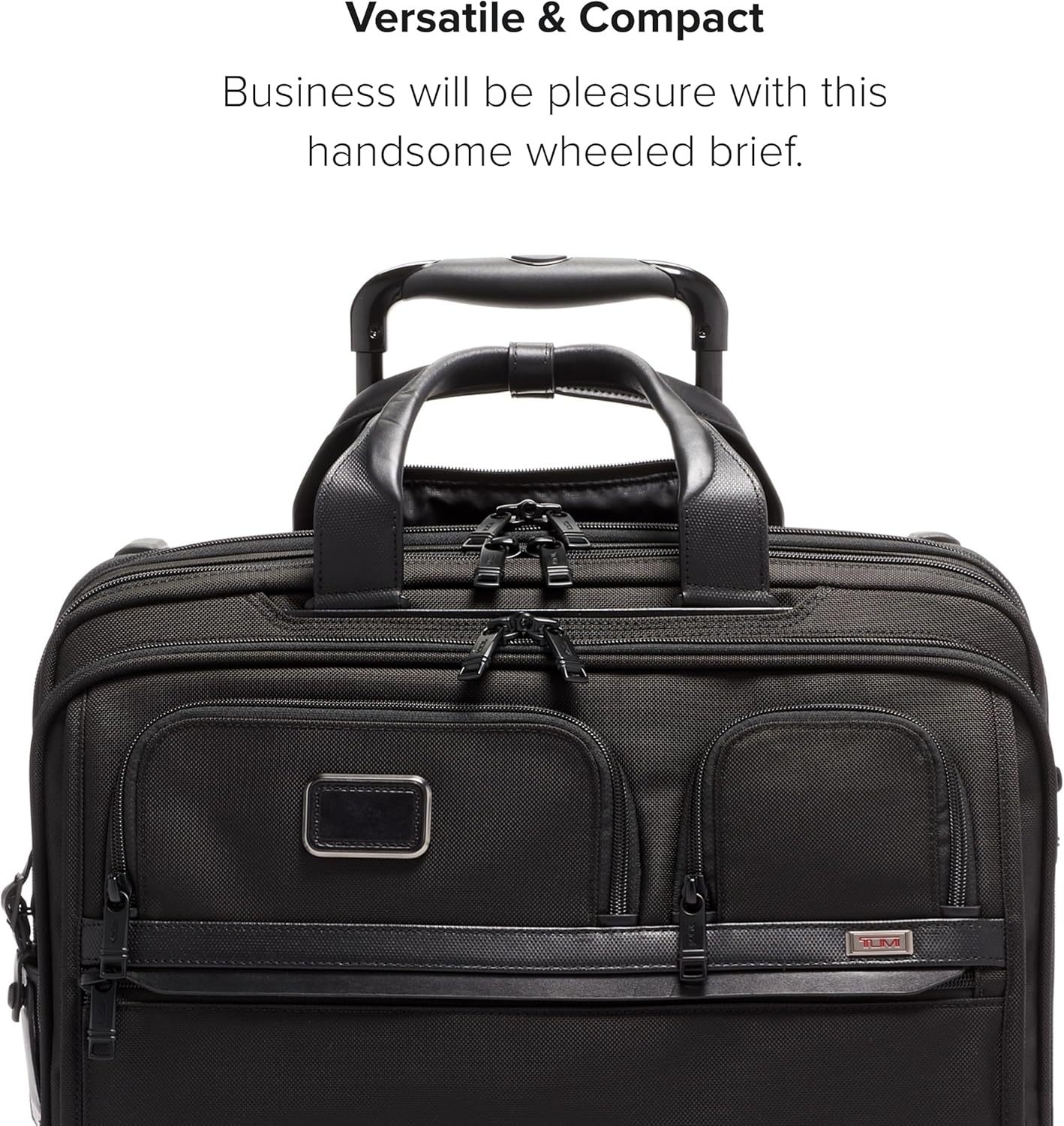 TUMI - Alpha Deluxe 4 Wheeled Laptop Case Brief - Laptop Bag with Wheels - Travel Briefcase with Expandable Design - Black