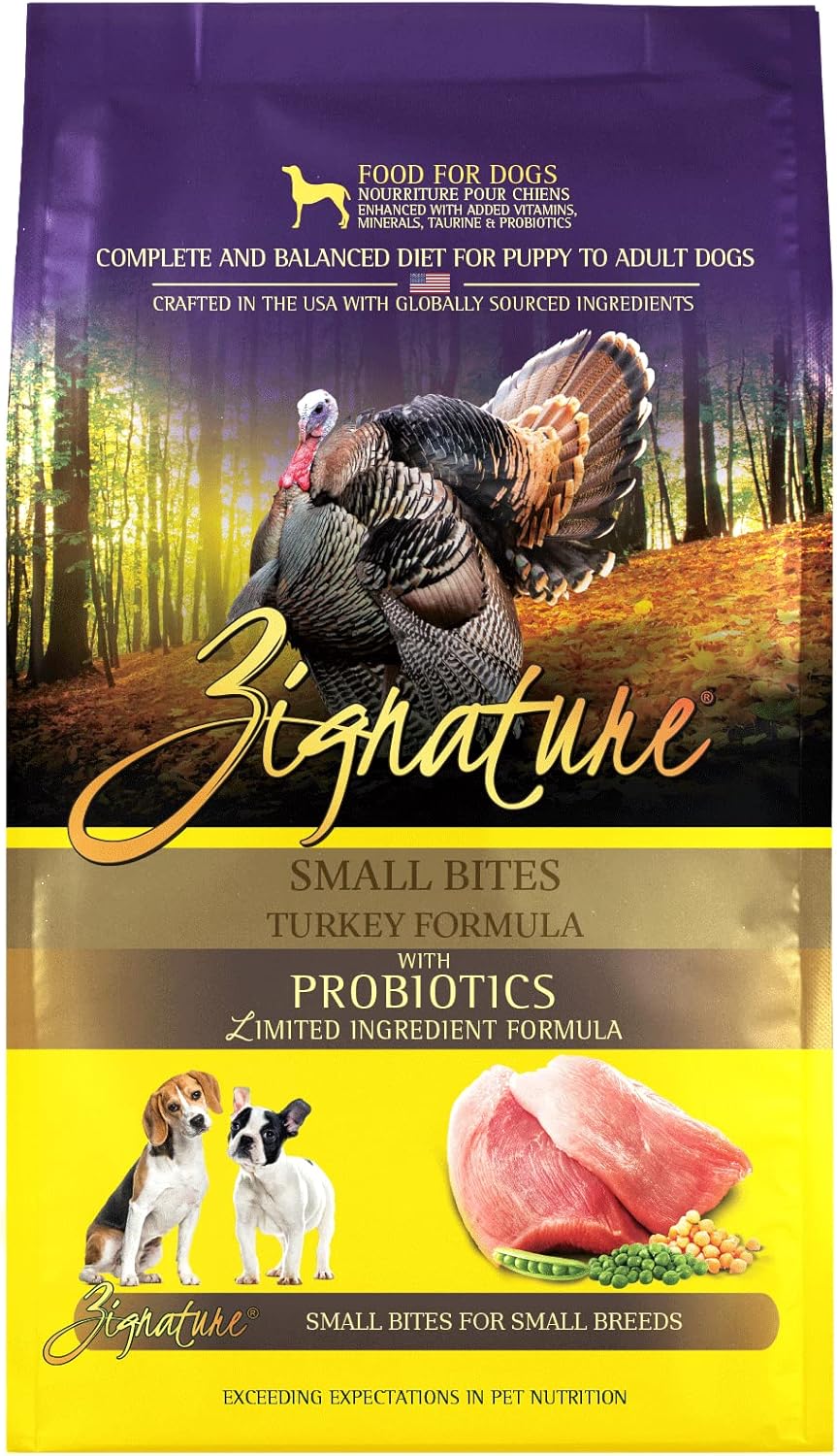 Alimento seco para perros Zignature Turkey, fórmula con ingredientes limitados, pequeños bocados, 12,5 libras