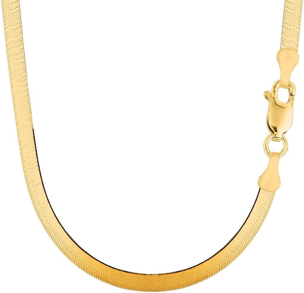 The Diamond Deal 14k Solid Yellow Gold 6.00mm Shiny Imperial Herringbone Chain Necklace or Bracelet for Pendants and Charms with Lobster-Claw Clasp (7, 8", 16", 18" 20" or 24 inch)
