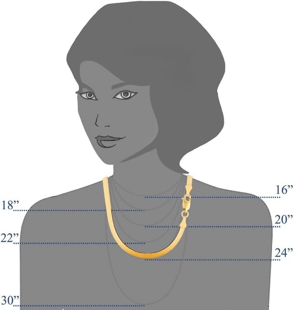 The Diamond Deal 14k Solid Yellow Gold 6.00mm Shiny Imperial Herringbone Chain Necklace or Bracelet for Pendants and Charms with Lobster-Claw Clasp (7, 8", 16", 18" 20" or 24 inch)