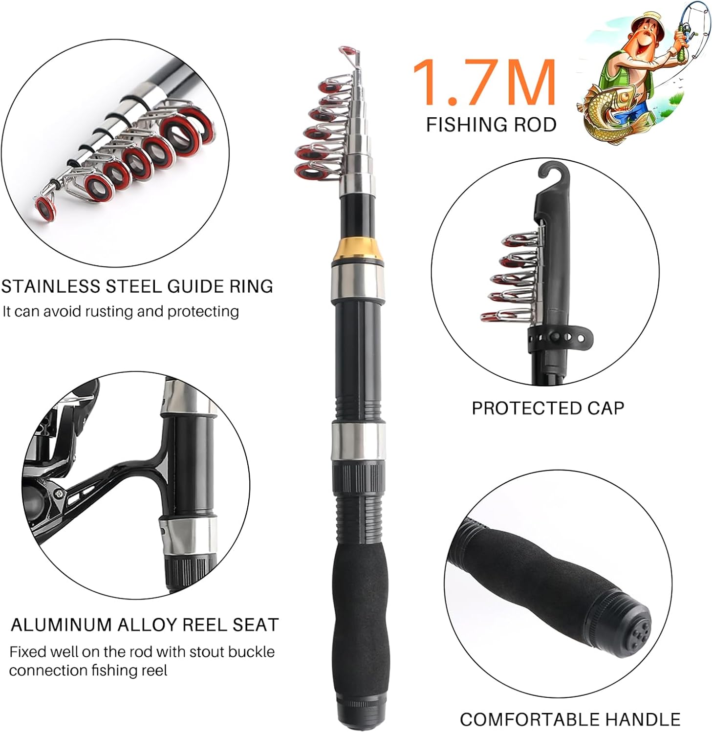 Telescopic Fishing Pole Reel Combo Ultralight Fishing Rod Spinning Reel with Tackle Bag All-in-One Fishing Accessories Fishing Gear Gifts Kit for Kids Adults Youth Beginner Saltwater Freshwater · v2