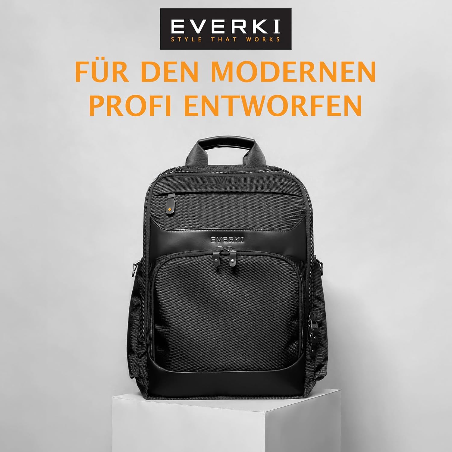 Everki Onyx Premium Business Executive Laptop-Rucksack 15,6 Zoll — Bürorucksack aus ballistischem Nylon und Leder, Laptoptasche, reisefreundlich — spezielles Fach mit einem Fassungsvermögen von bis zu 25 l (EKP132), Schwarz