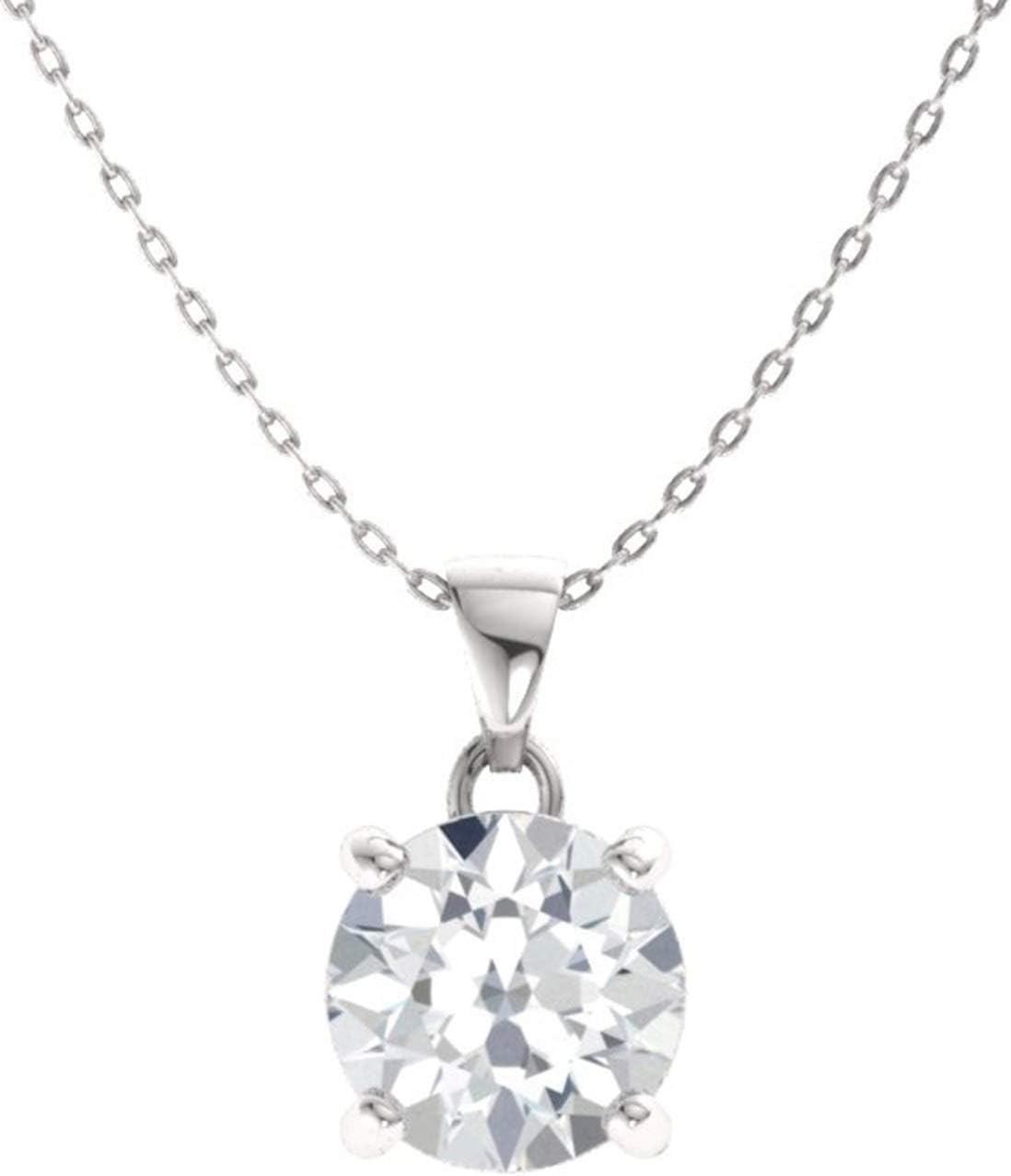 Diamondere Naturalny i certyfikowany naszyjnik z pasjansa z 14-karatowego litego złota | 0,31 karatowego wisiorka z łańcuszkiem